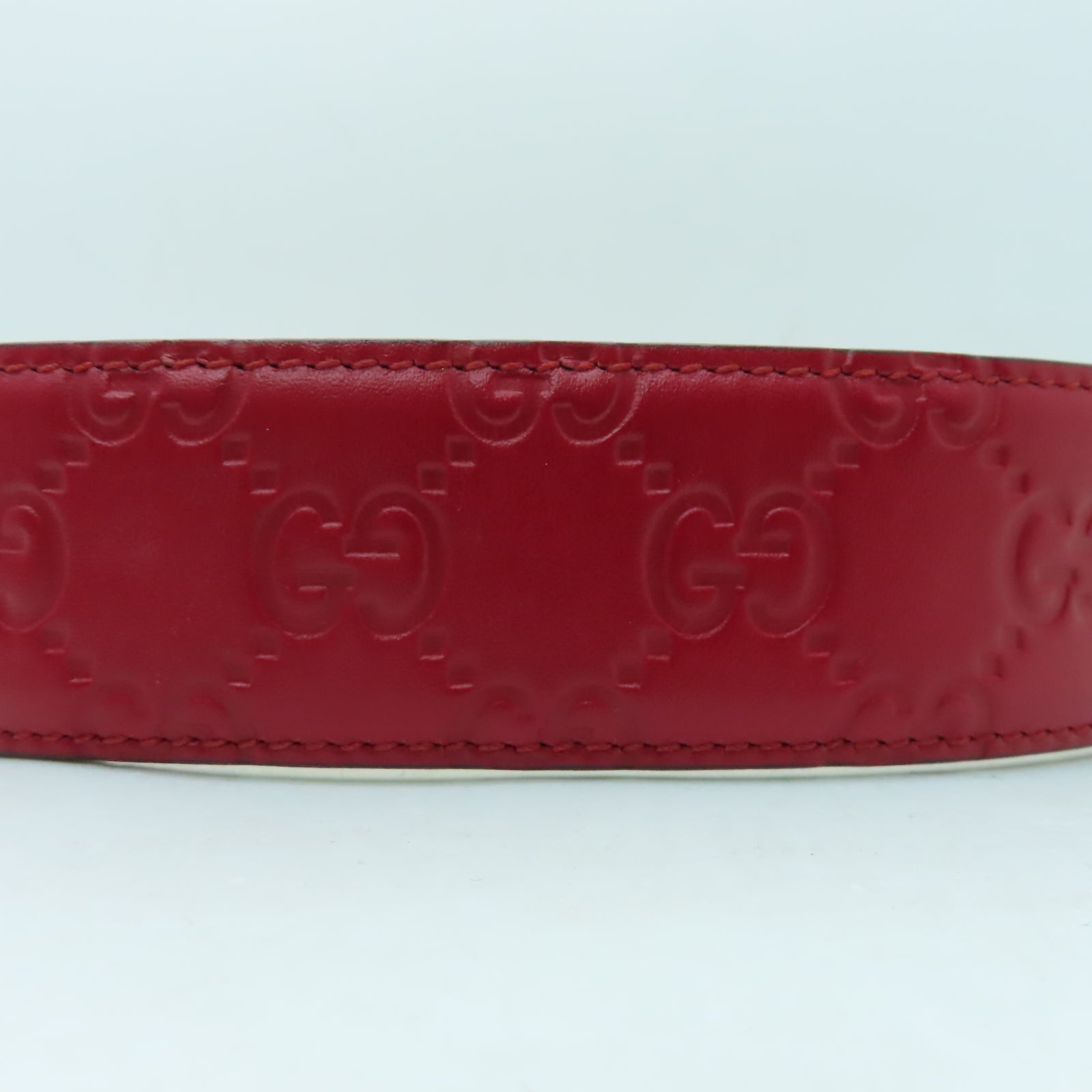 GUCCI 牛皮皮革Belt金扣皮帶紅色