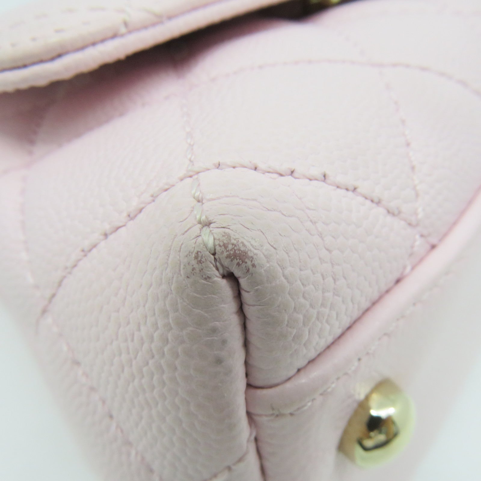 CHANEL 菱格Caviar皮革2way Shoulder Bag金扣鏈帶手挽肩背兩用袋粉紅色