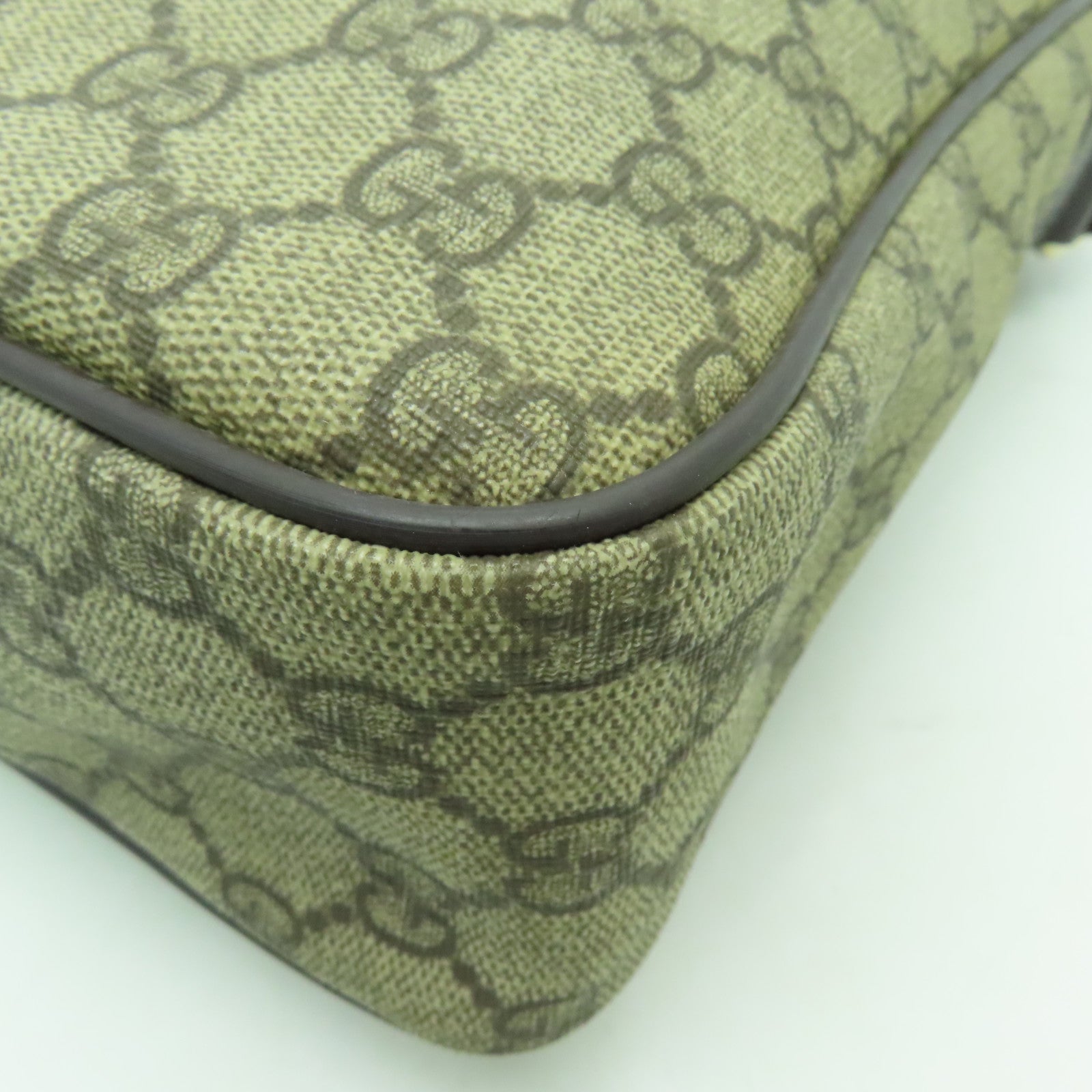 GUCCI 塗層帆布Shoulder Bag金扣肩背袋棕色