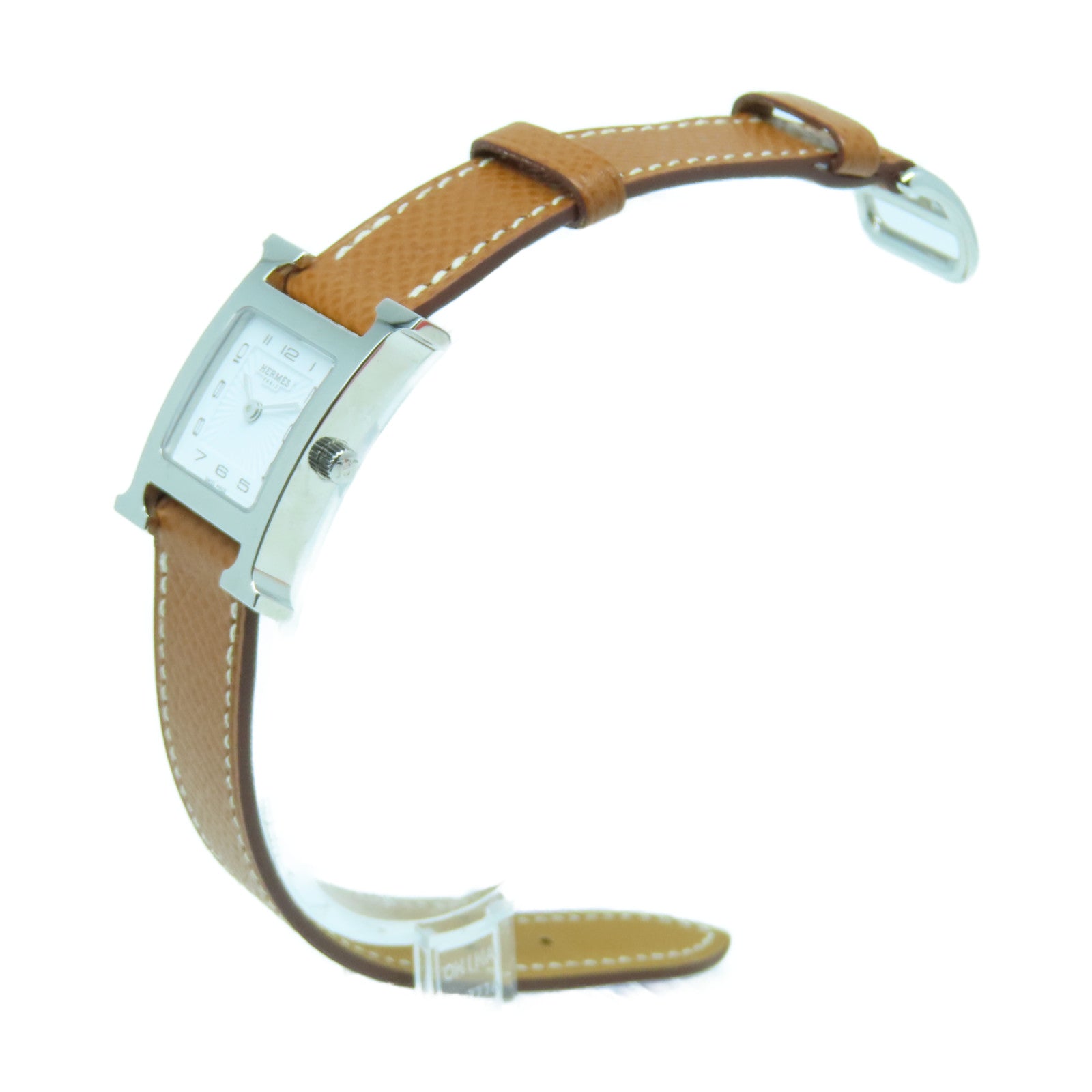 HERMES Heure H watch不锈钢手表石英机芯白色
