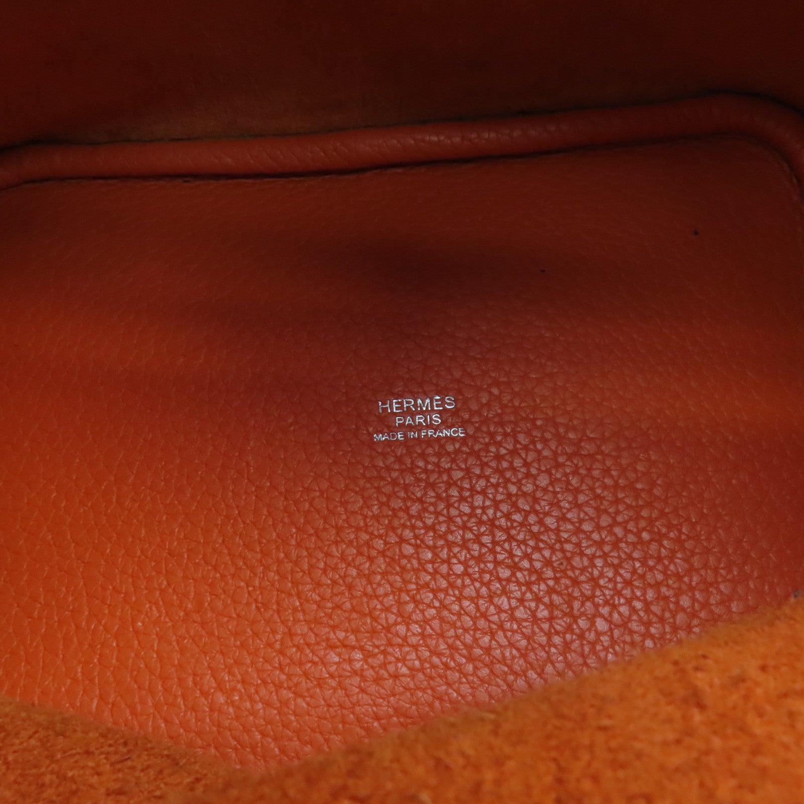 HERMES Clemence皮革Picotin PM銀扣手挽袋Feu橙色