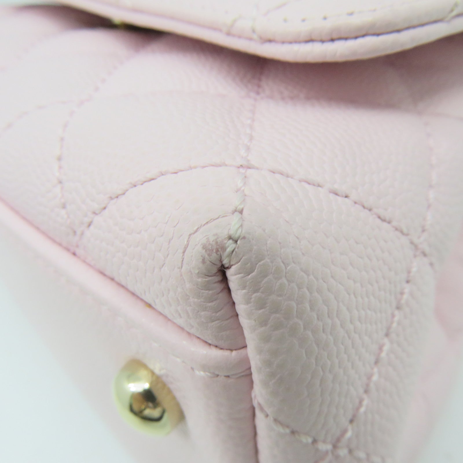 CHANEL 菱格Caviar皮革2way Shoulder Bag金扣鏈帶手挽肩背兩用袋粉紅色