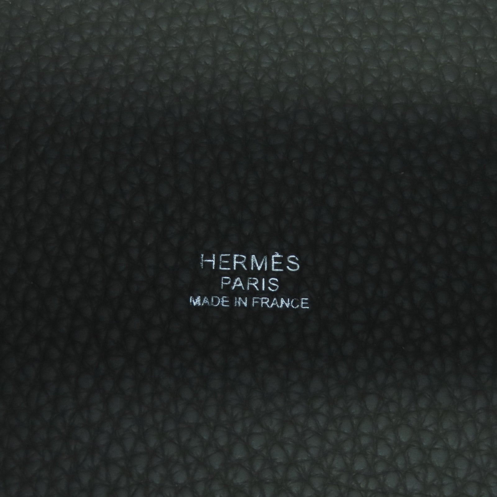HERMES Clemence皮革Picotin MM银扣手挽袋锡灰色