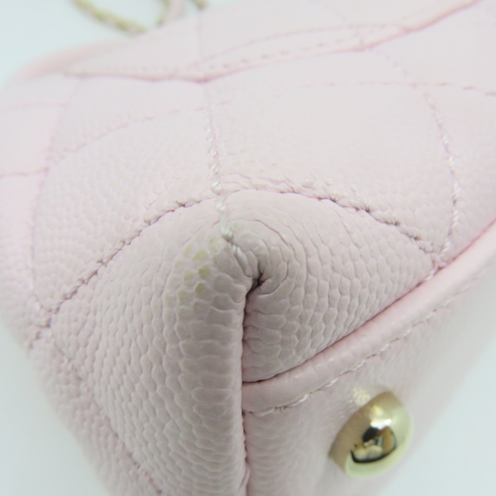 CHANEL 菱格Caviar皮革2way Shoulder Bag金扣鏈帶手挽肩背兩用袋粉紅色