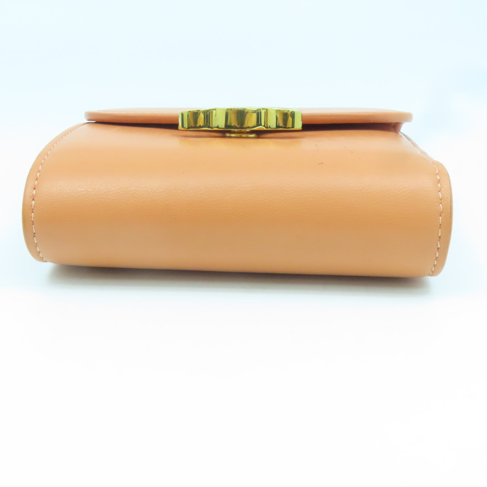 CELINE 牛皮皮革Compact Wallet金扣錢包橙色