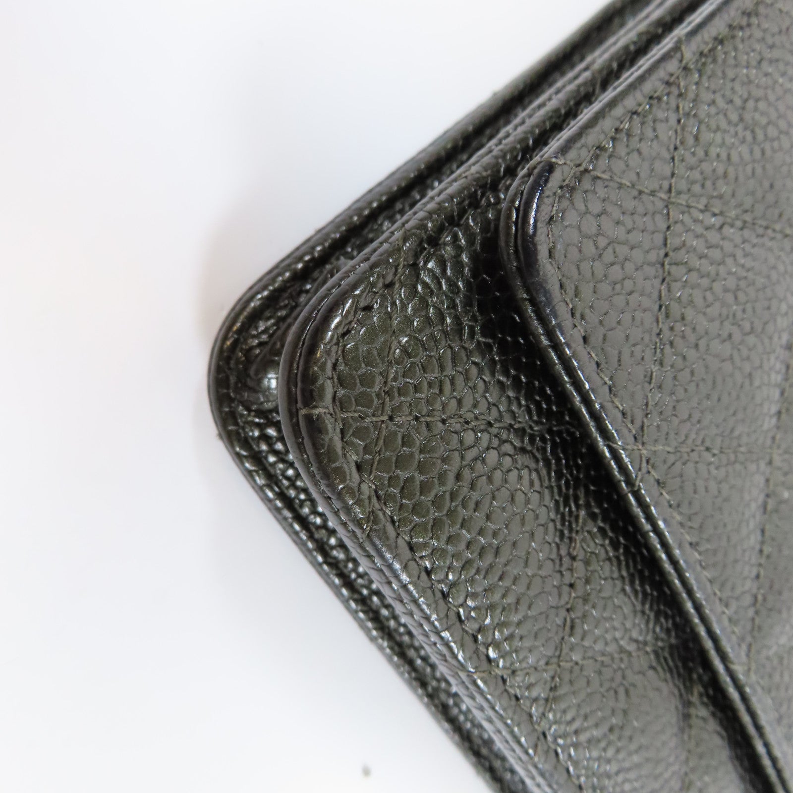 CHANEL 菱格Caviar皮革Wallet On Chain銀扣鏈帶肩背袋灰色