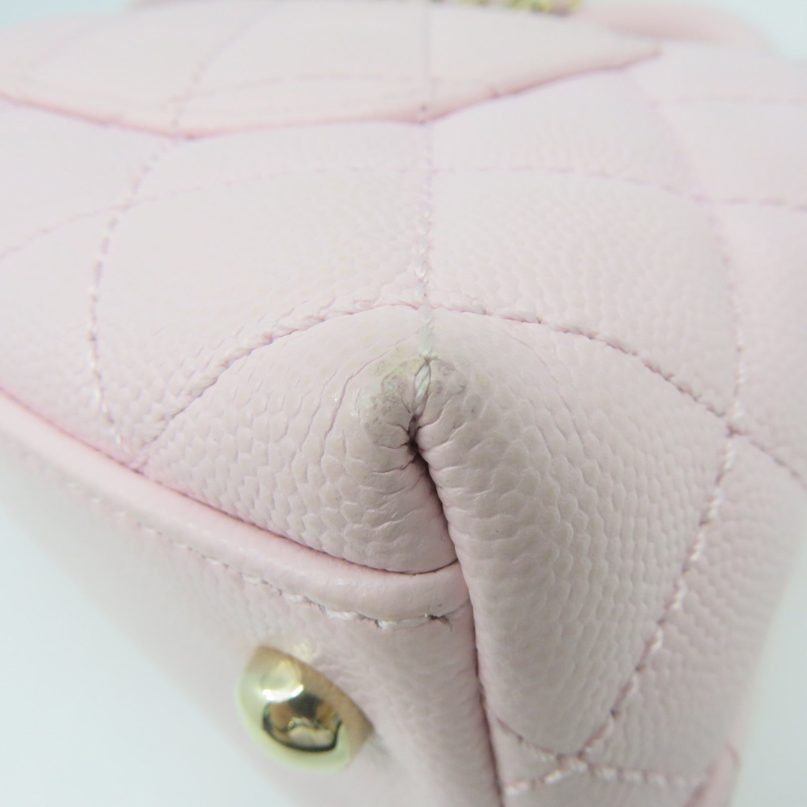CHANEL 菱格Caviar皮革2way Shoulder Bag金扣鏈帶手挽肩背兩用袋粉紅色
