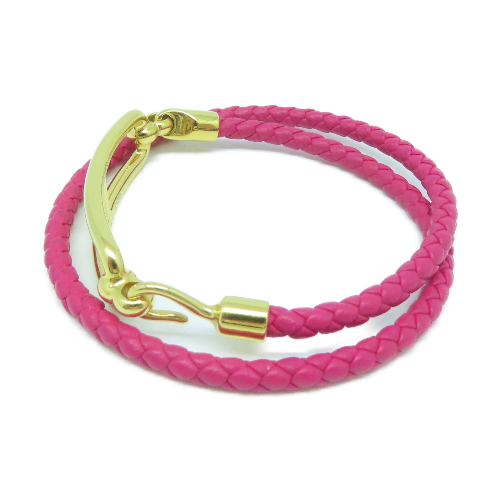 HERMES Swift皮革Roulis Bracelet金扣手鏈Rose Mexico墨西哥粉色
