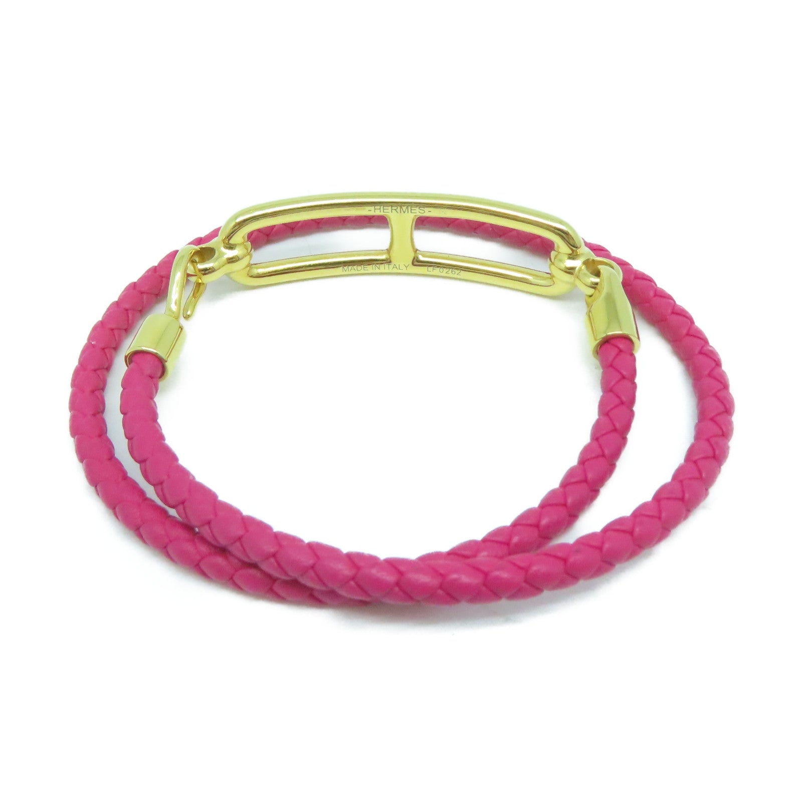 HERMES Swift皮革Roulis Bracelet金扣手鏈Rose Mexico墨西哥粉色