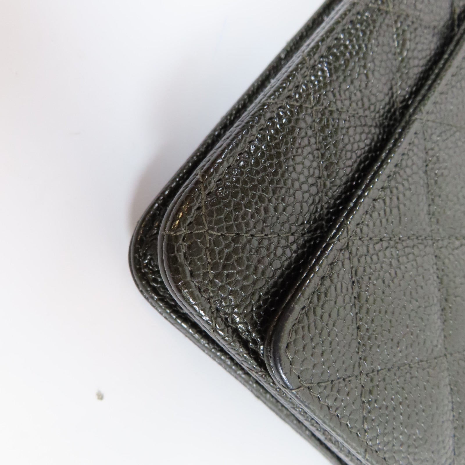CHANEL 菱格Caviar皮革Wallet On Chain銀扣鏈帶肩背袋灰色