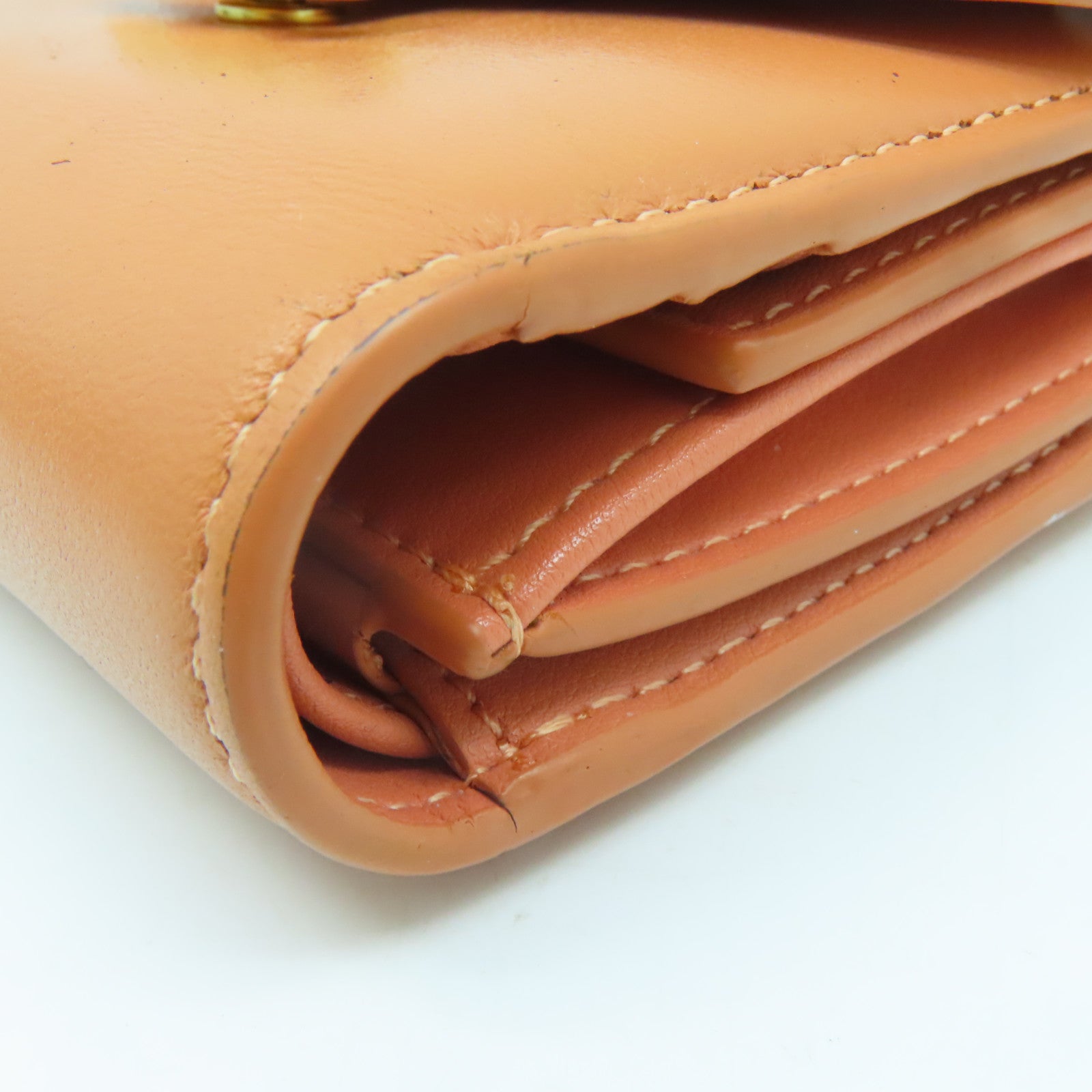 CELINE 牛皮皮革Compact Wallet金扣錢包橙色