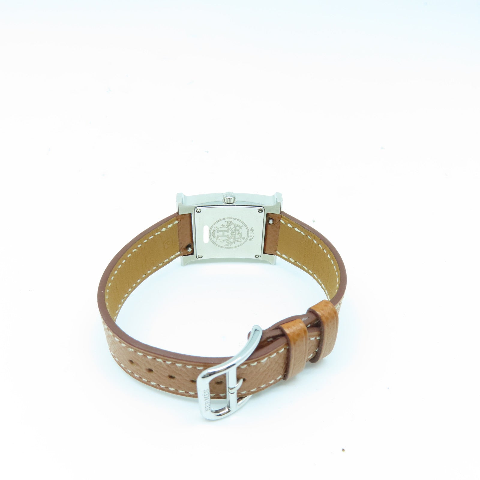 HERMES Heure H watch不锈钢手表石英机芯白色