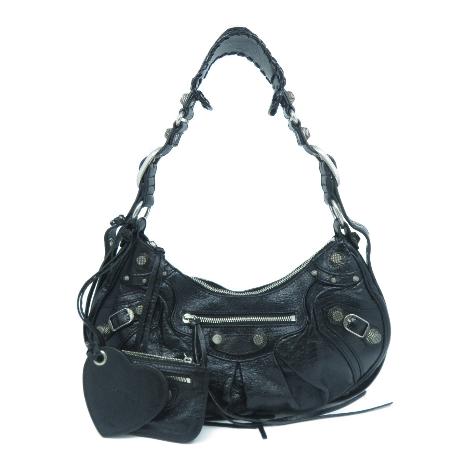 BALENCIAGA 羊皮皮革Le Cagole XS Shoulder Bag銀扣肩背袋黑色