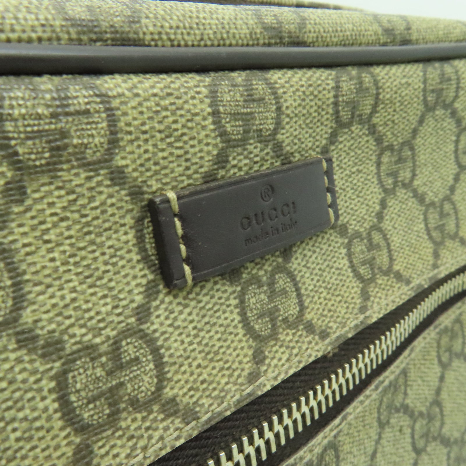 GUCCI 塗層帆布Shoulder Bag金扣肩背袋棕色