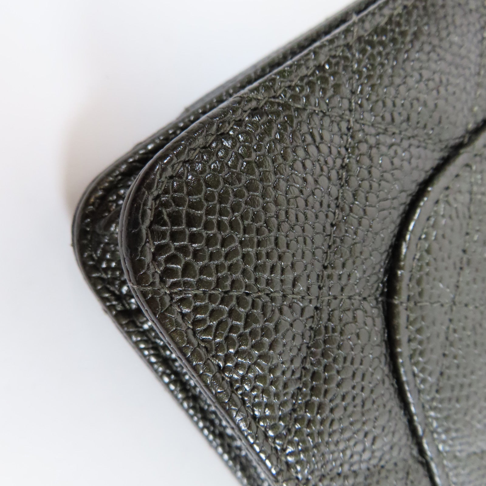 CHANEL 菱格Caviar皮革Wallet On Chain銀扣鏈帶肩背袋灰色