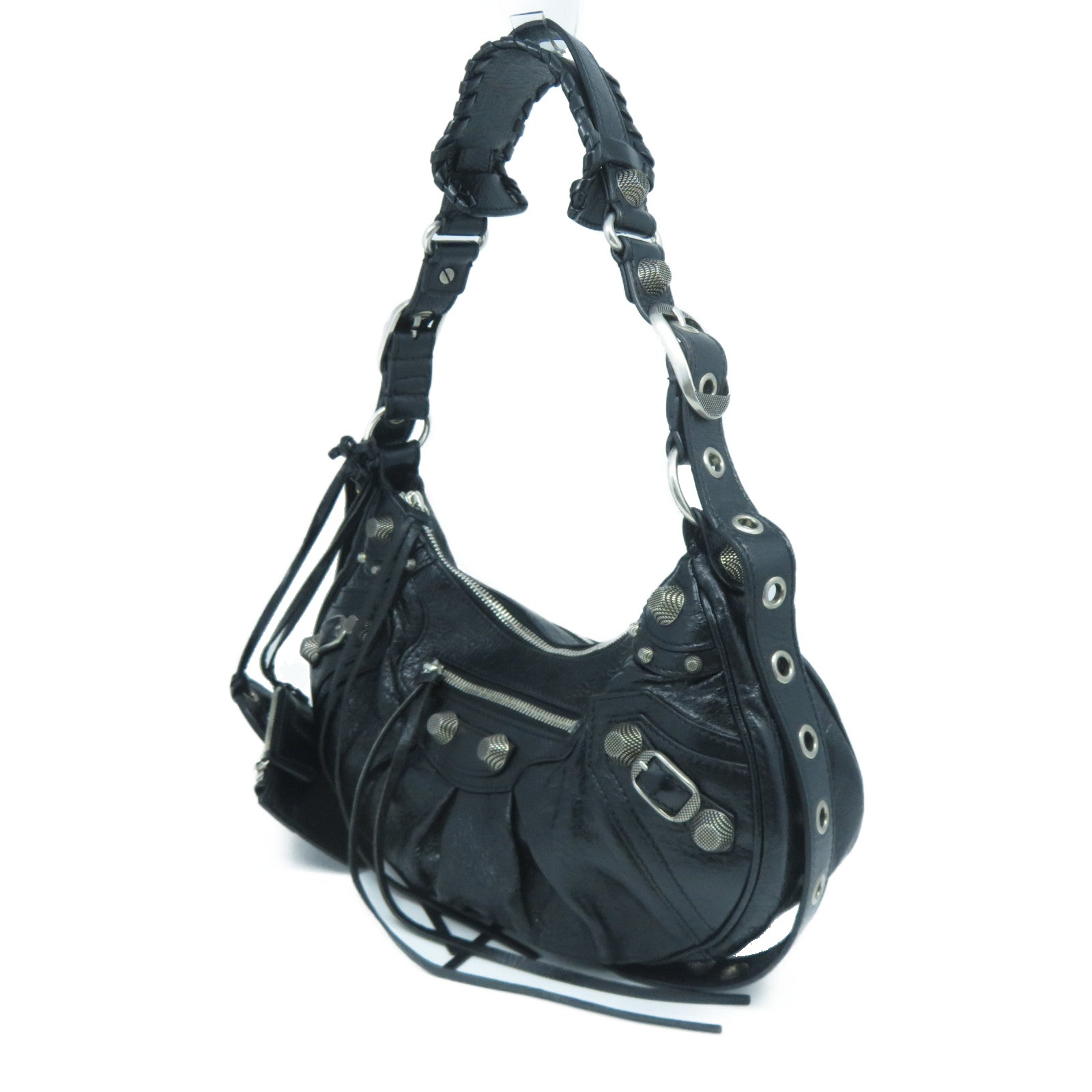BALENCIAGA 羊皮皮革Le Cagole XS Shoulder Bag銀扣肩背袋黑色