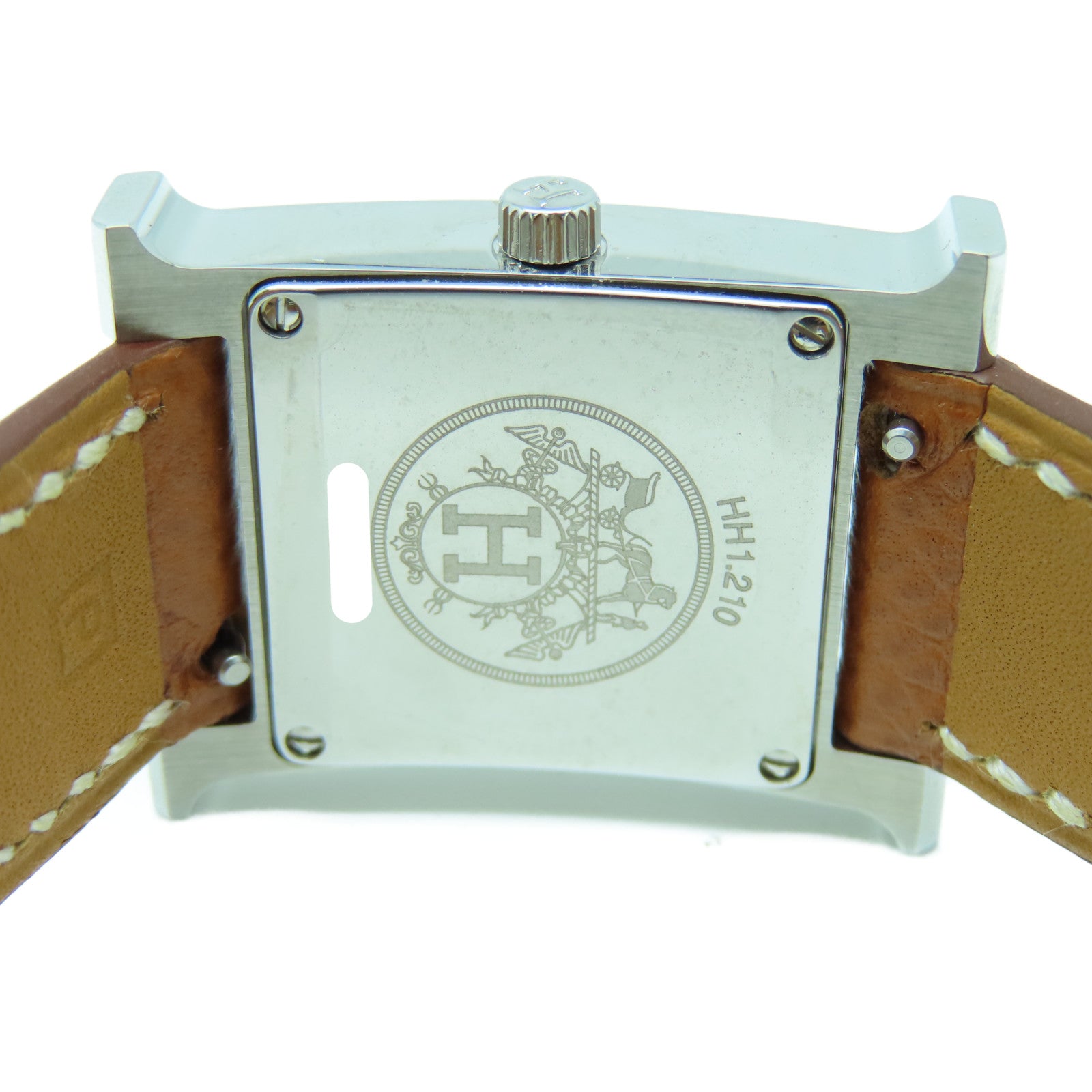 HERMES Heure H watch不锈钢手表石英机芯白色