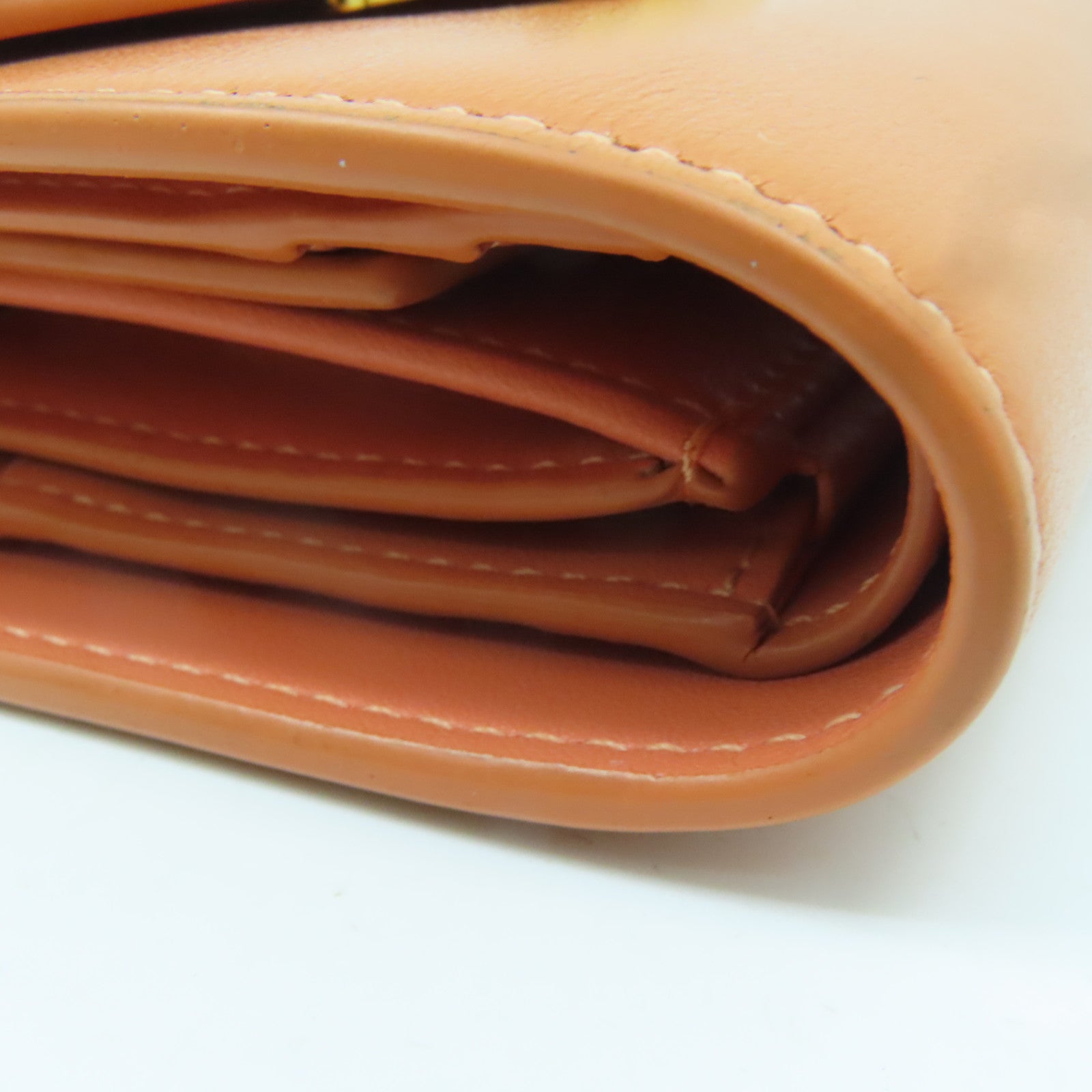 CELINE 牛皮皮革Compact Wallet金扣錢包橙色