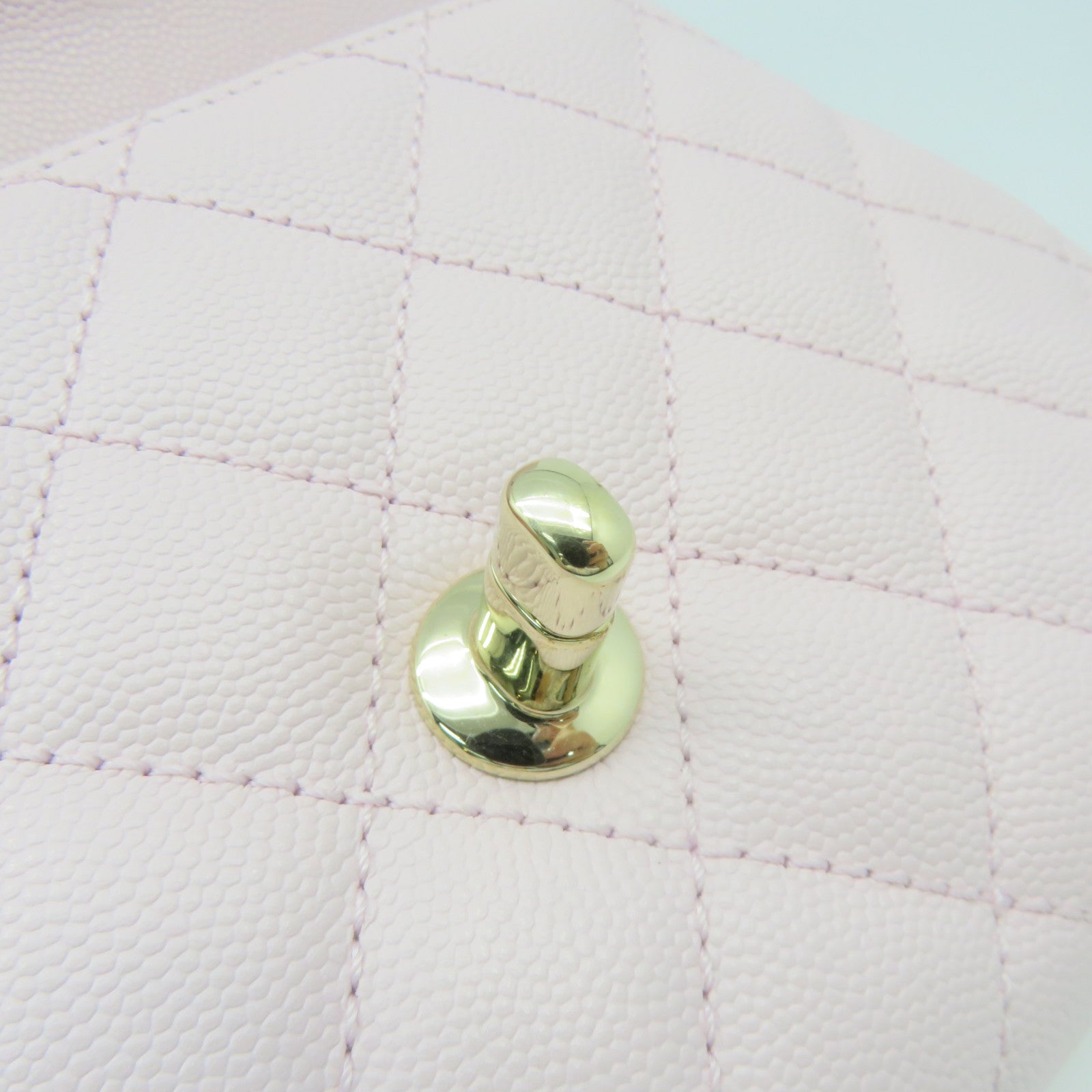 CHANEL 菱格Caviar皮革2way Shoulder Bag金扣鏈帶手挽肩背兩用袋粉紅色