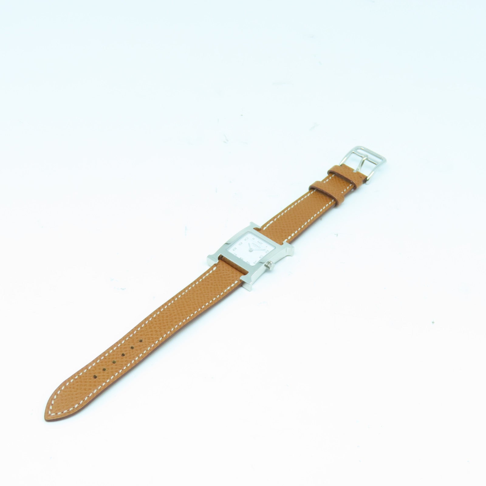 HERMES Heure H watch不锈钢手表石英机芯白色