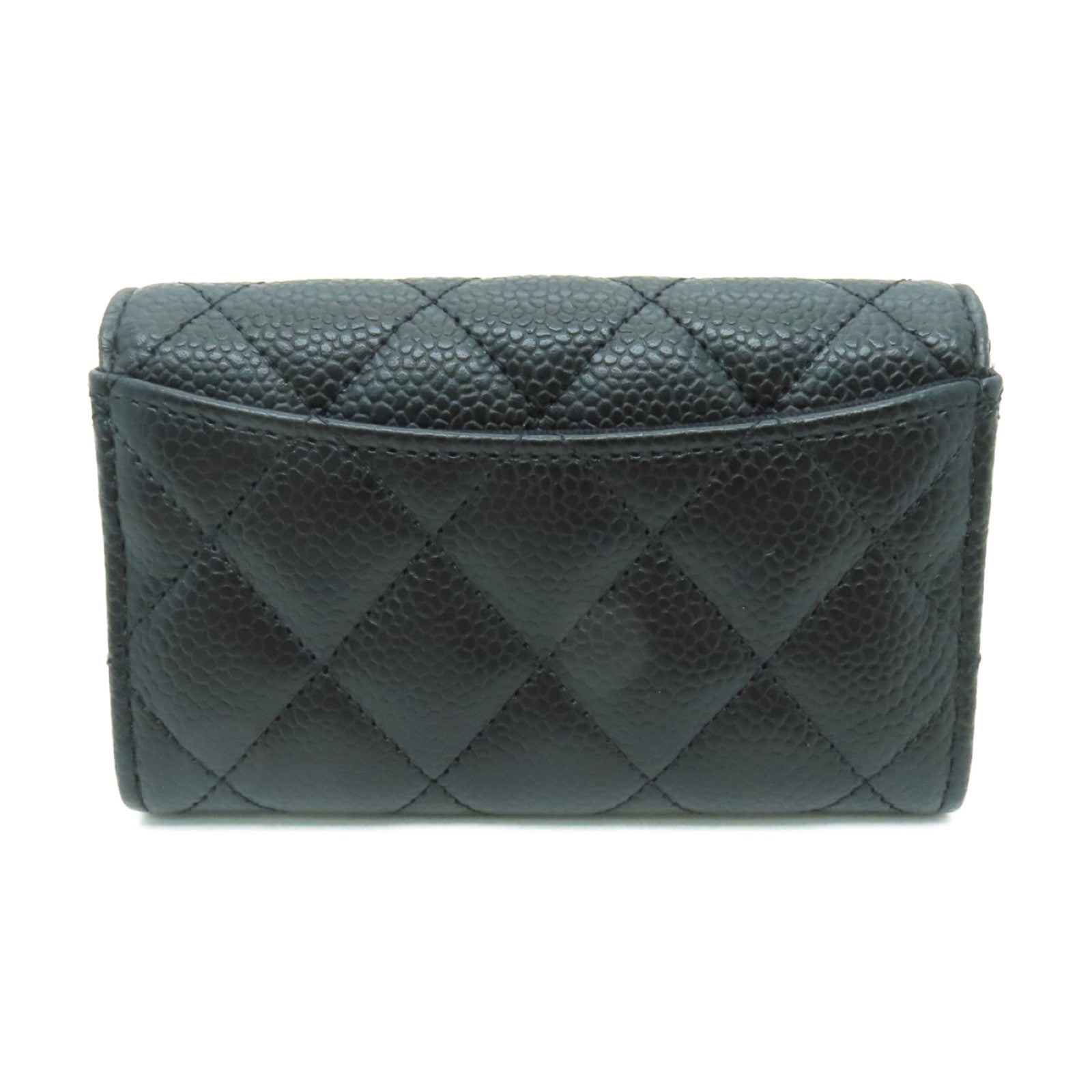 CHANEL 菱格Caviar皮革Card Case銀扣卡片套黒色