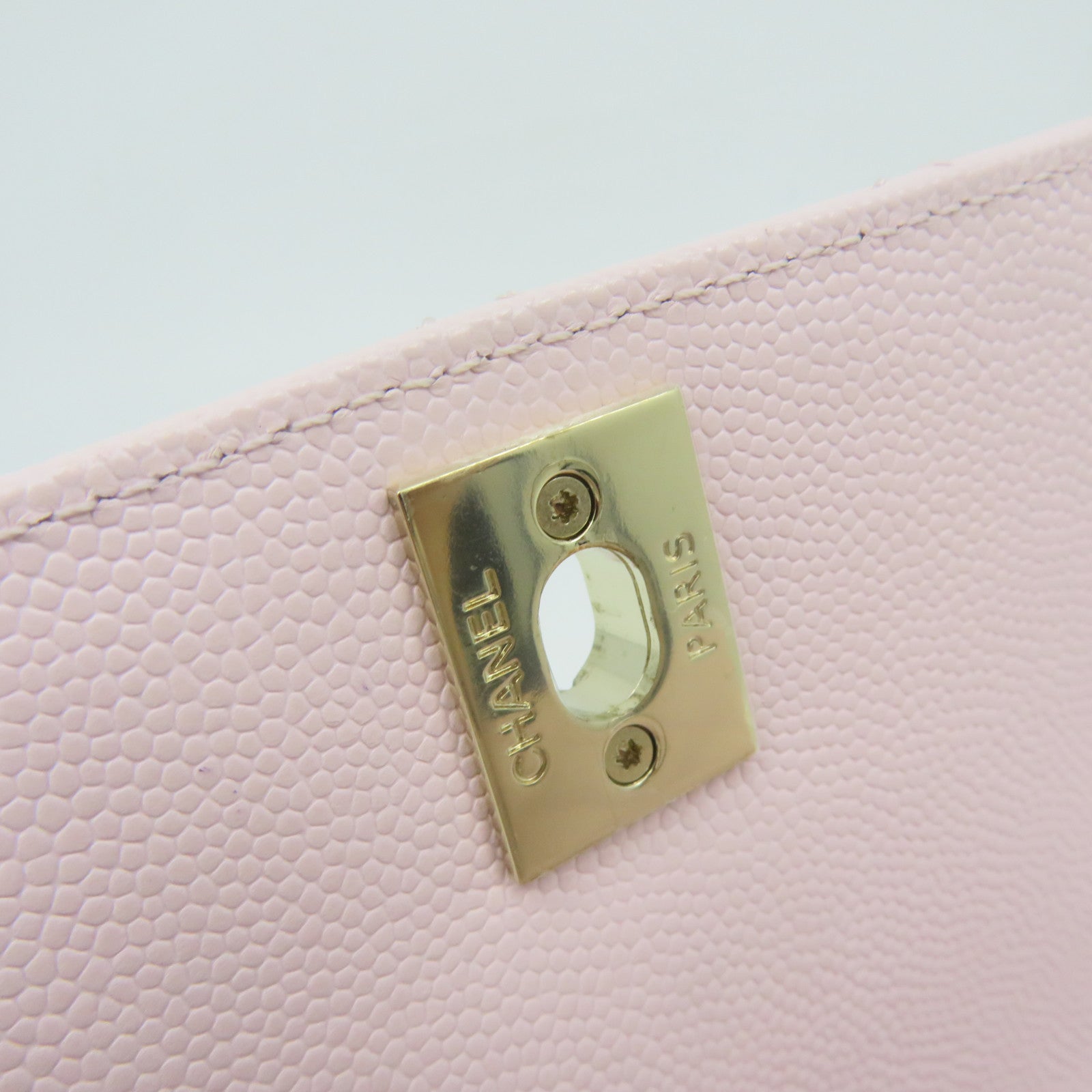 CHANEL 菱格Caviar皮革2way Shoulder Bag金扣鏈帶手挽肩背兩用袋粉紅色