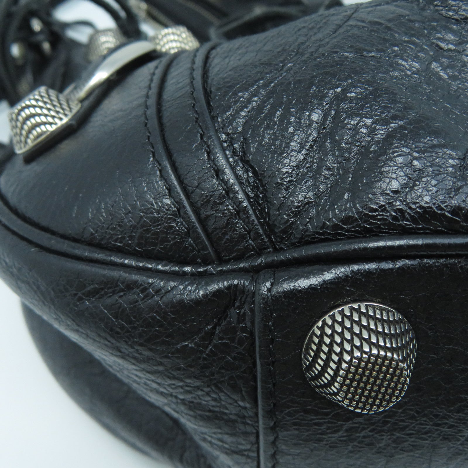 BALENCIAGA 羊皮皮革Le Cagole XS Shoulder Bag銀扣肩背袋黑色