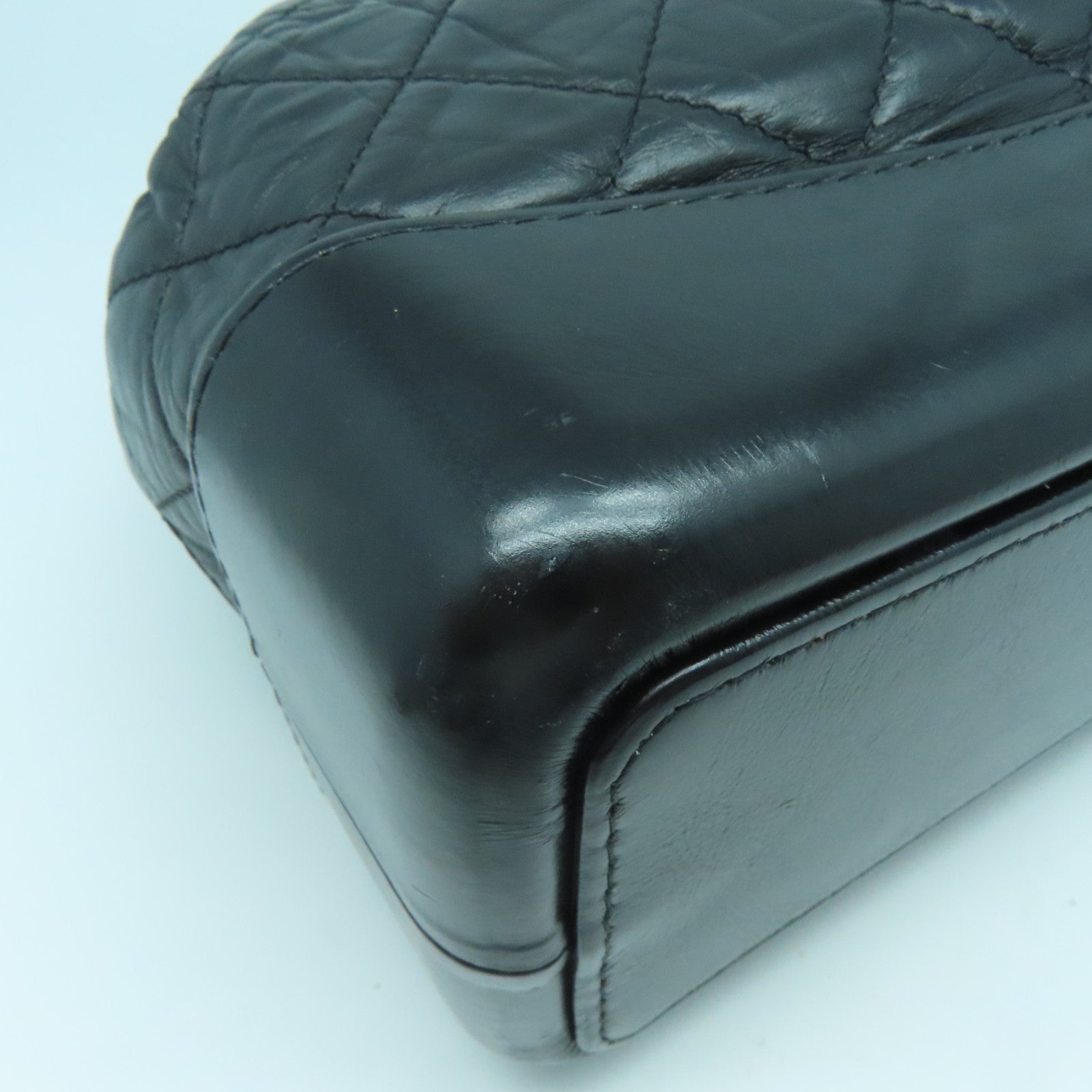 CHANEL 菱格牛皮皮革Backpack金扣/銀扣背包黑色