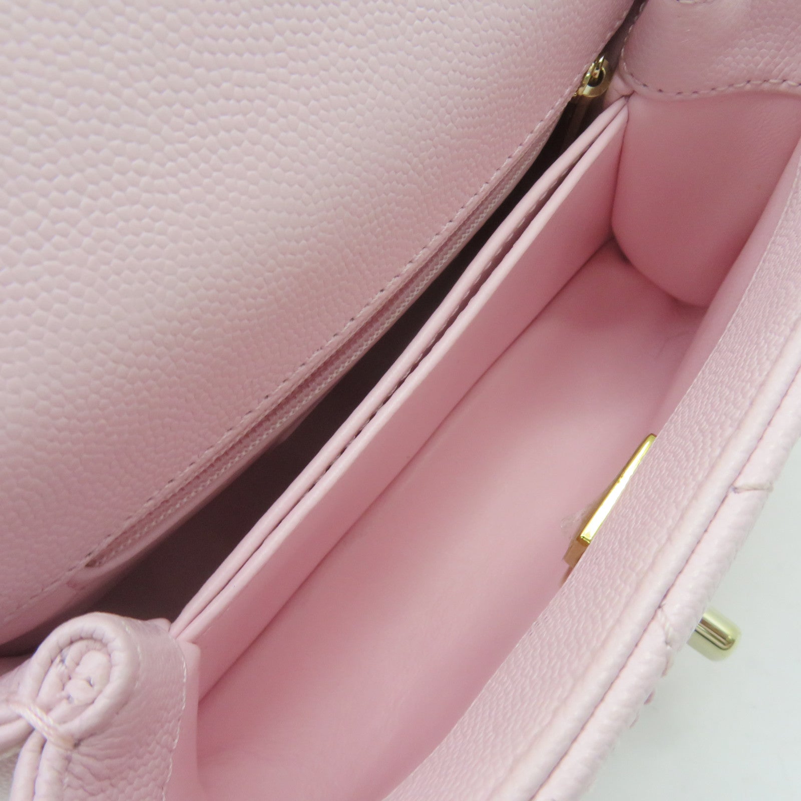 CHANEL 菱格Caviar皮革2way Shoulder Bag金扣鏈帶手挽肩背兩用袋粉紅色