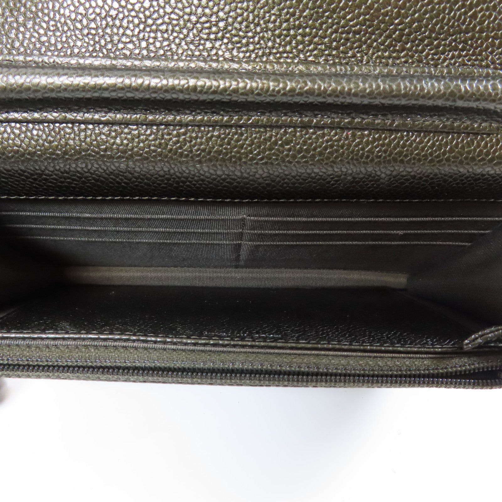 CHANEL 菱格Caviar皮革Wallet On Chain銀扣鏈帶肩背袋灰色