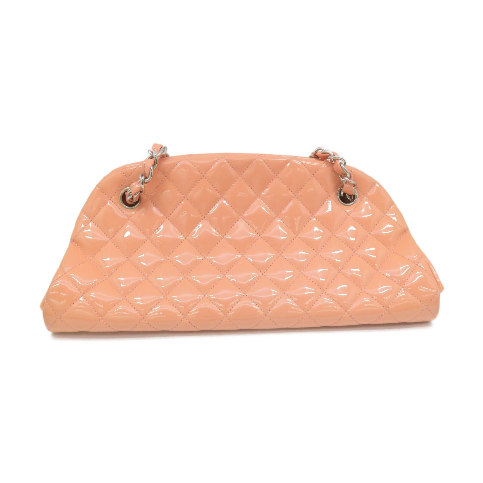 CHANEL 【激減優惠】菱格漆皮Chain Shoulder鏈帶肩背袋裸色