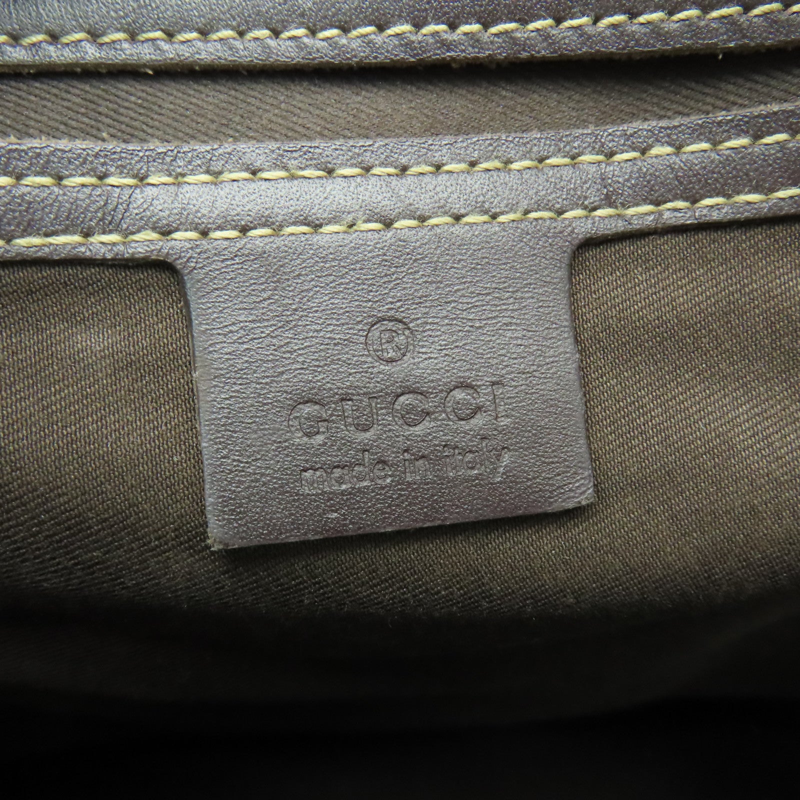 GUCCI 塗層帆布Shoulder Bag金扣肩背袋棕色