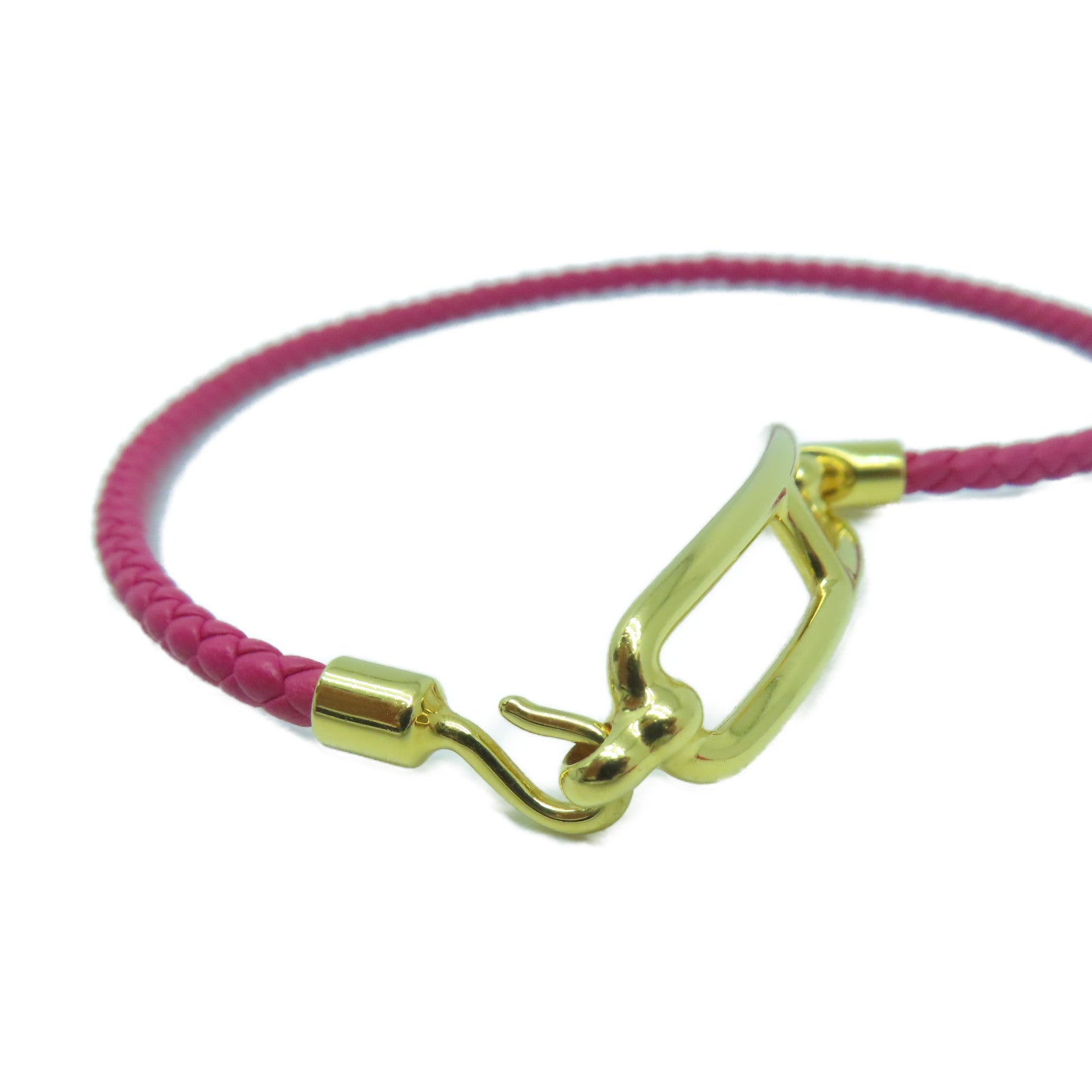 HERMES Swift皮革Roulis Bracelet金扣手鏈Rose Mexico墨西哥粉色
