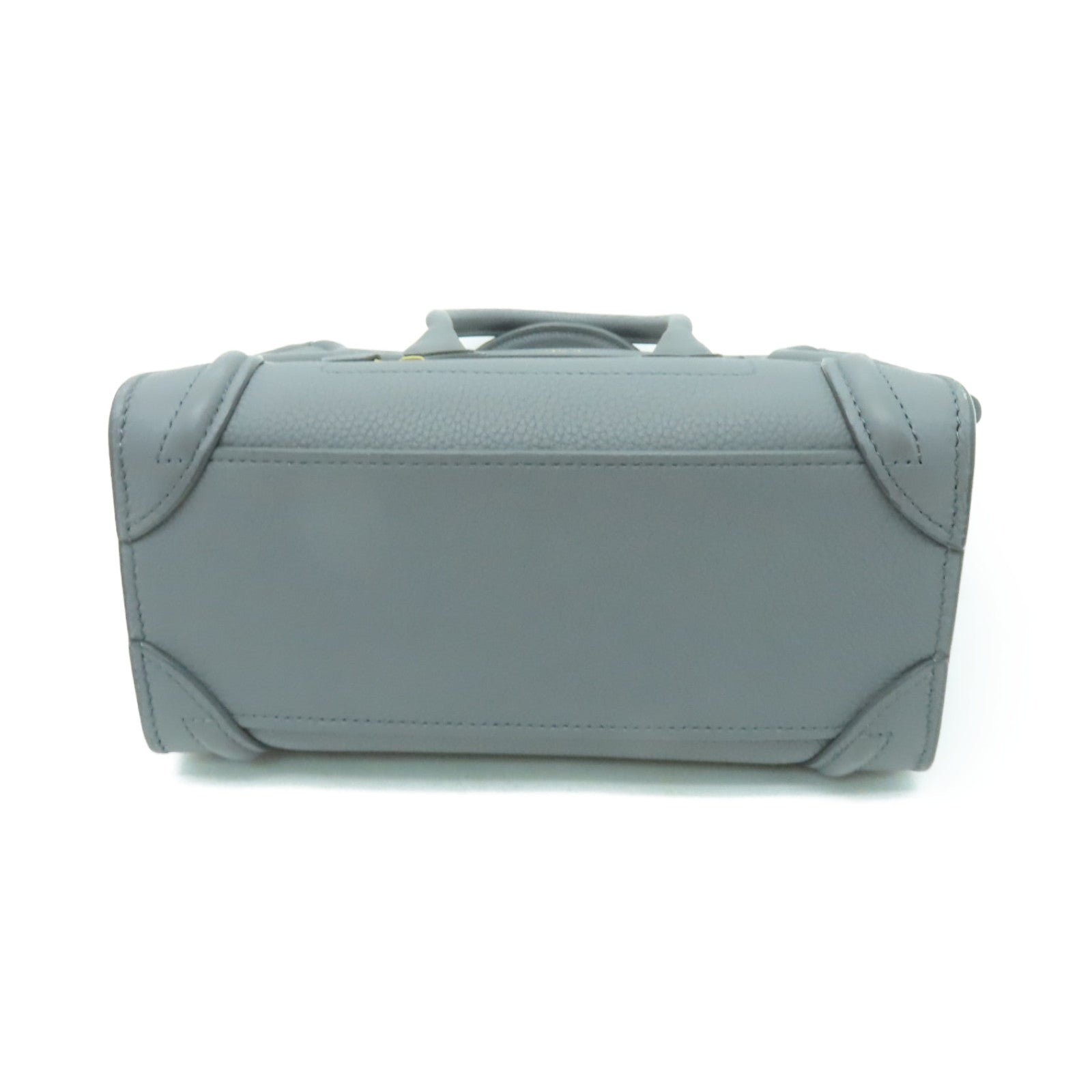 CELINE 牛皮皮革Nano Luggage金扣手挽肩背兩用袋灰色