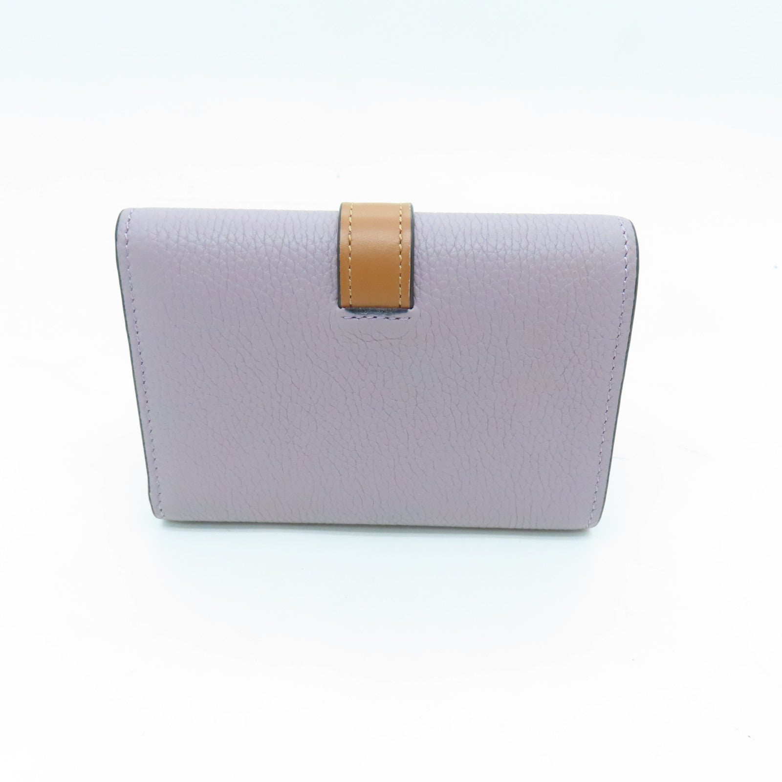 LOEWE Cowhide Leather Wallet Gold Buckle Wallet Purple