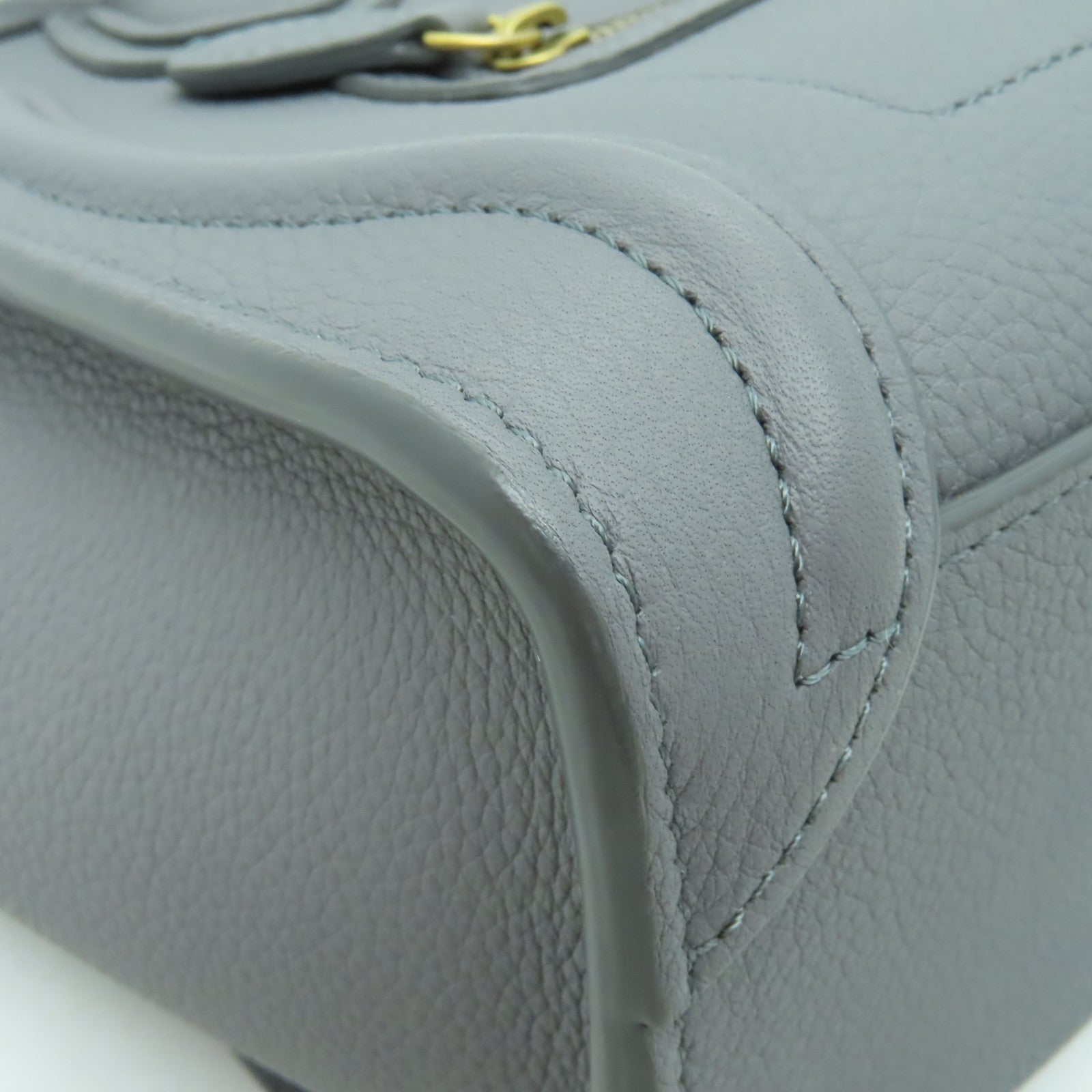CELINE 牛皮皮革Nano Luggage金扣手挽肩背兩用袋灰色