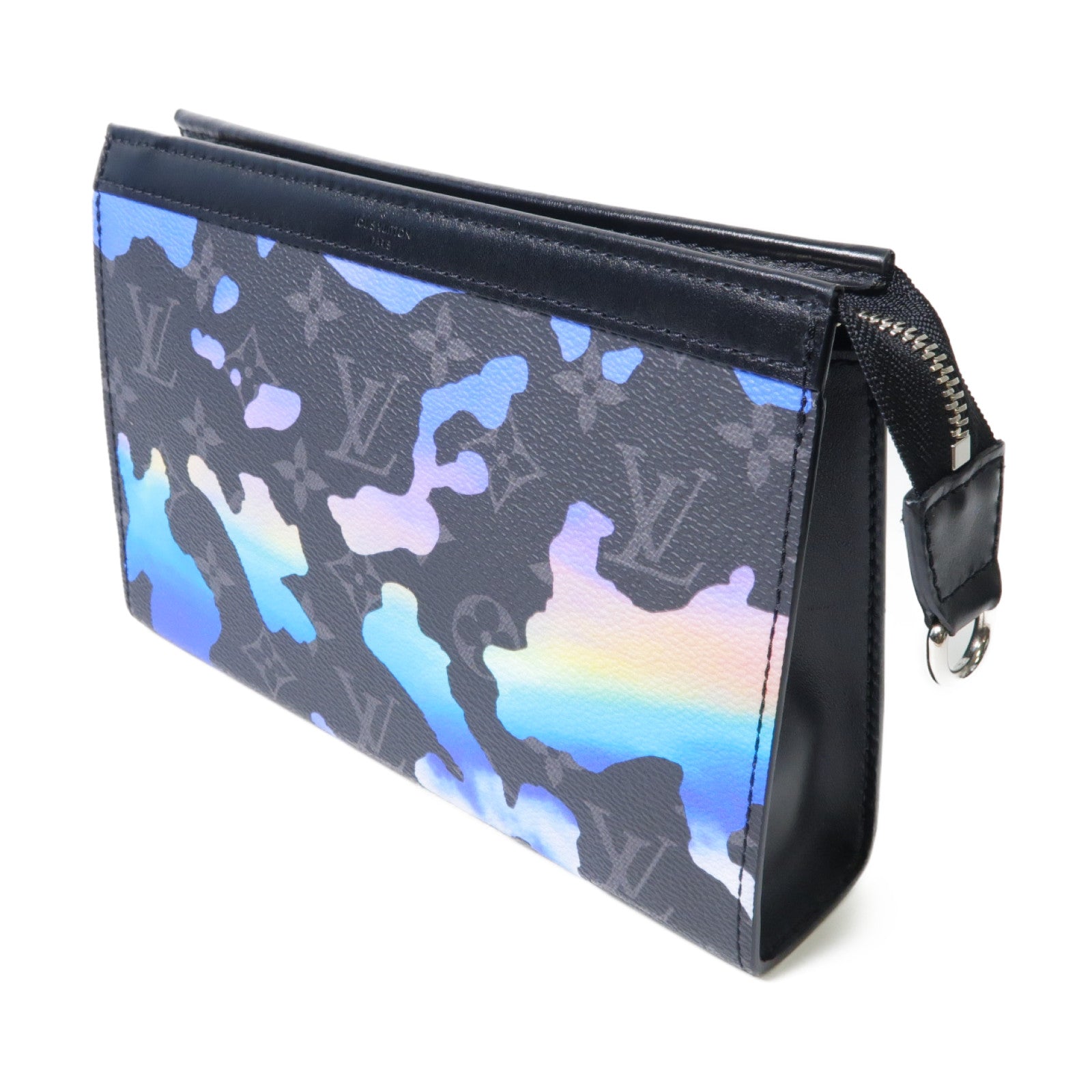 LOUIS VUITTON Monogram Eclipse Pochette To Go銀扣手拿包黑色