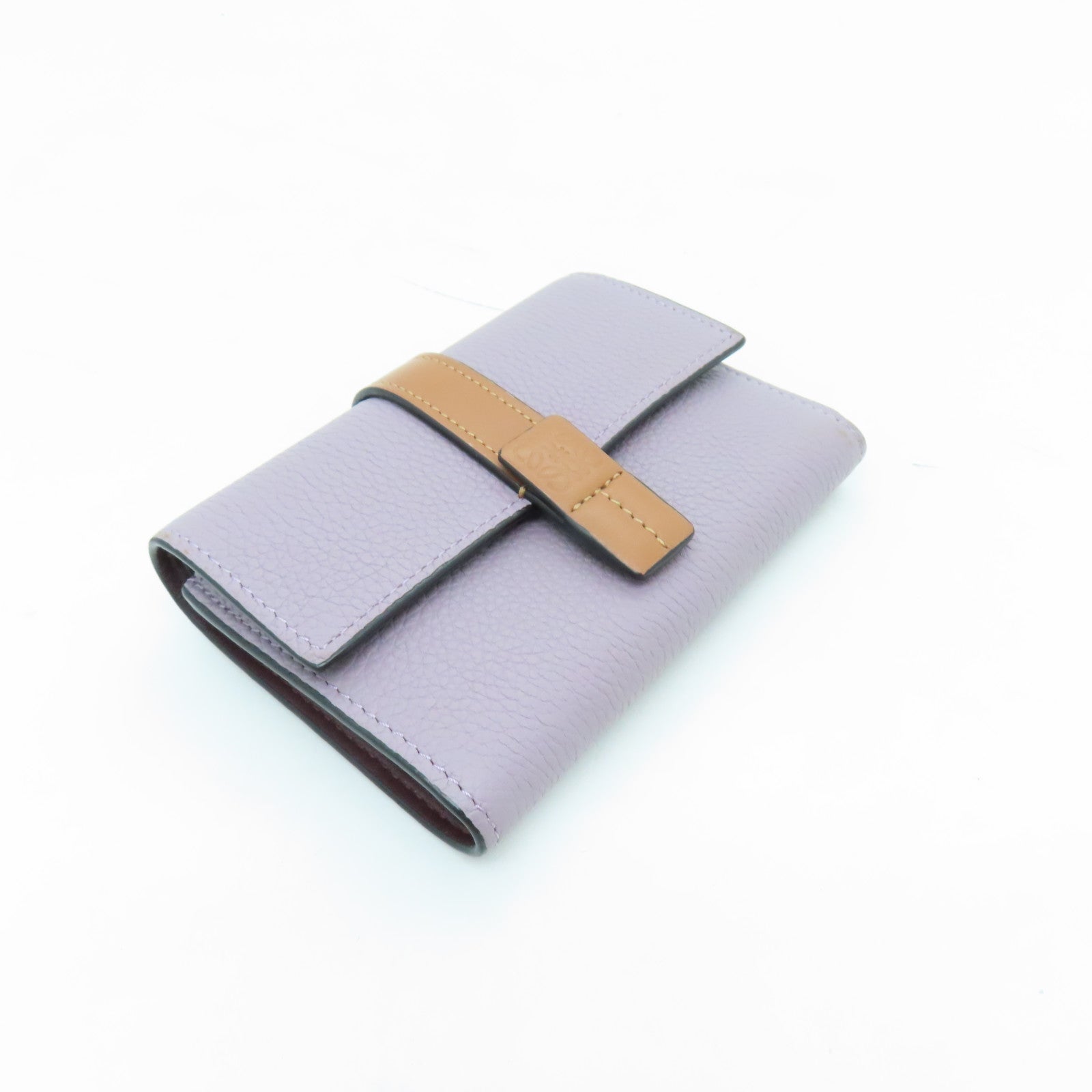 LOEWE Cowhide Leather Wallet Gold Buckle Wallet Purple