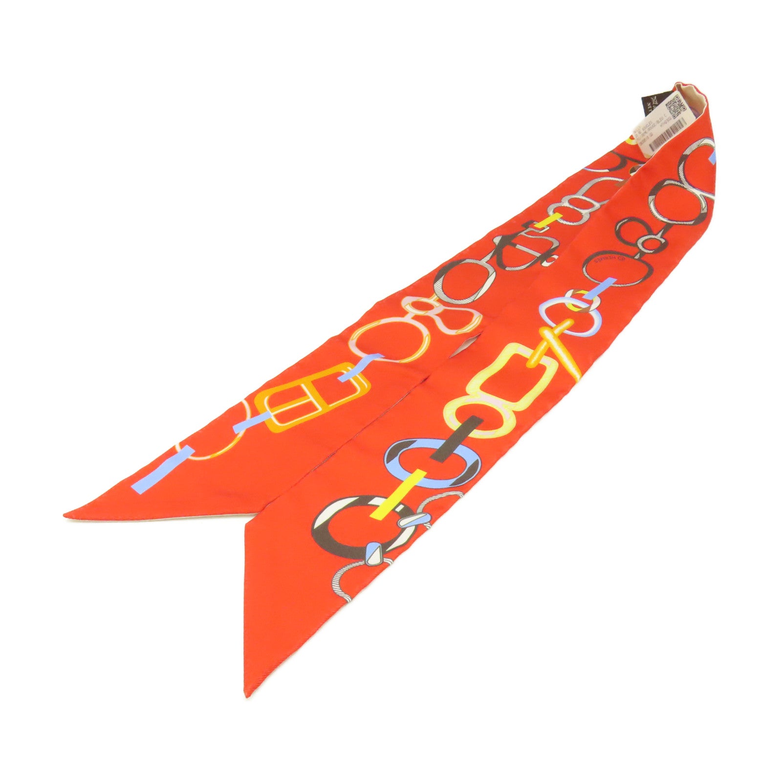 HERMES 絲質Twilly Scarf絲巾杏色/橙色/彩色