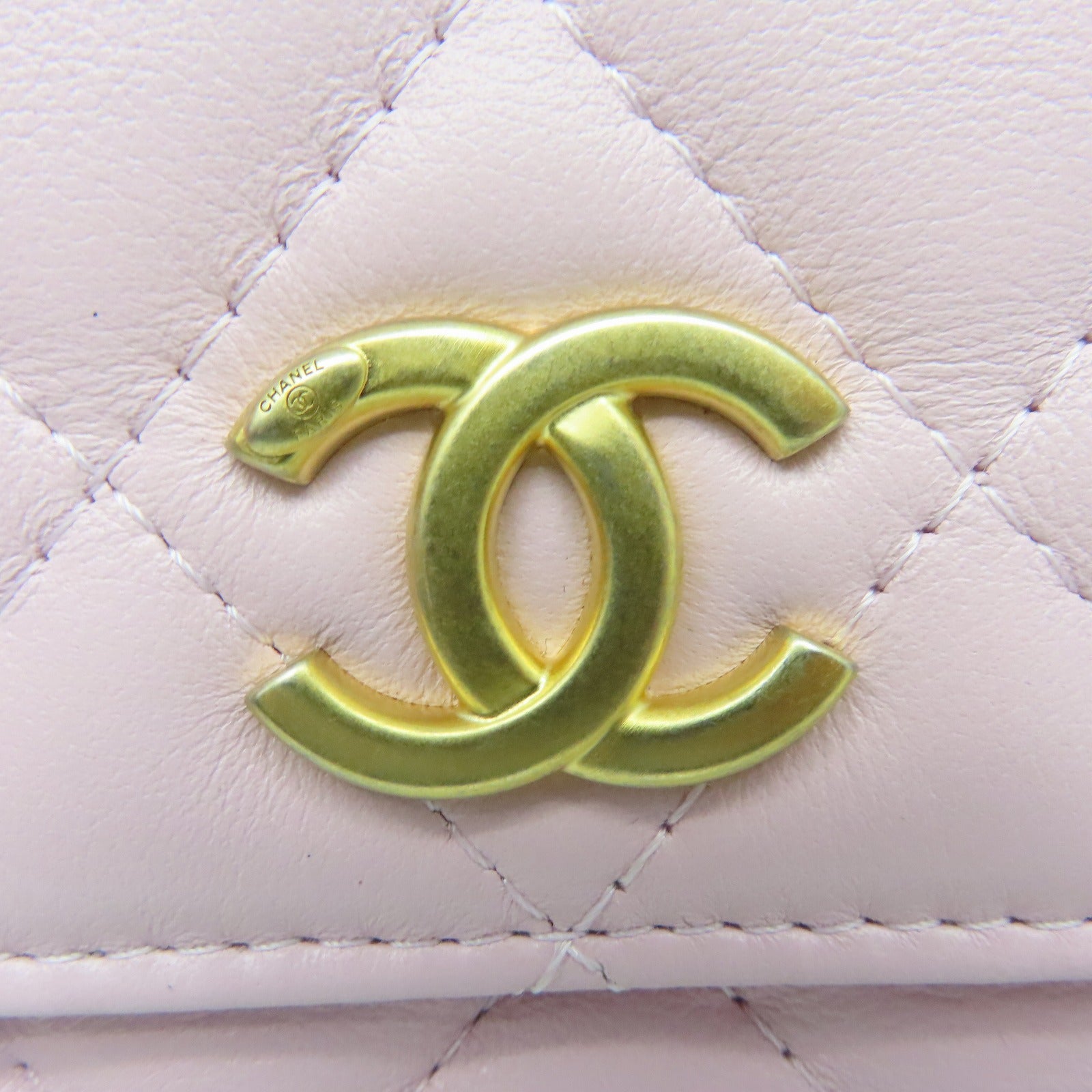 CHANEL 菱格牛皮皮革Chain Shoulder Bag金扣肩背袋粉红色