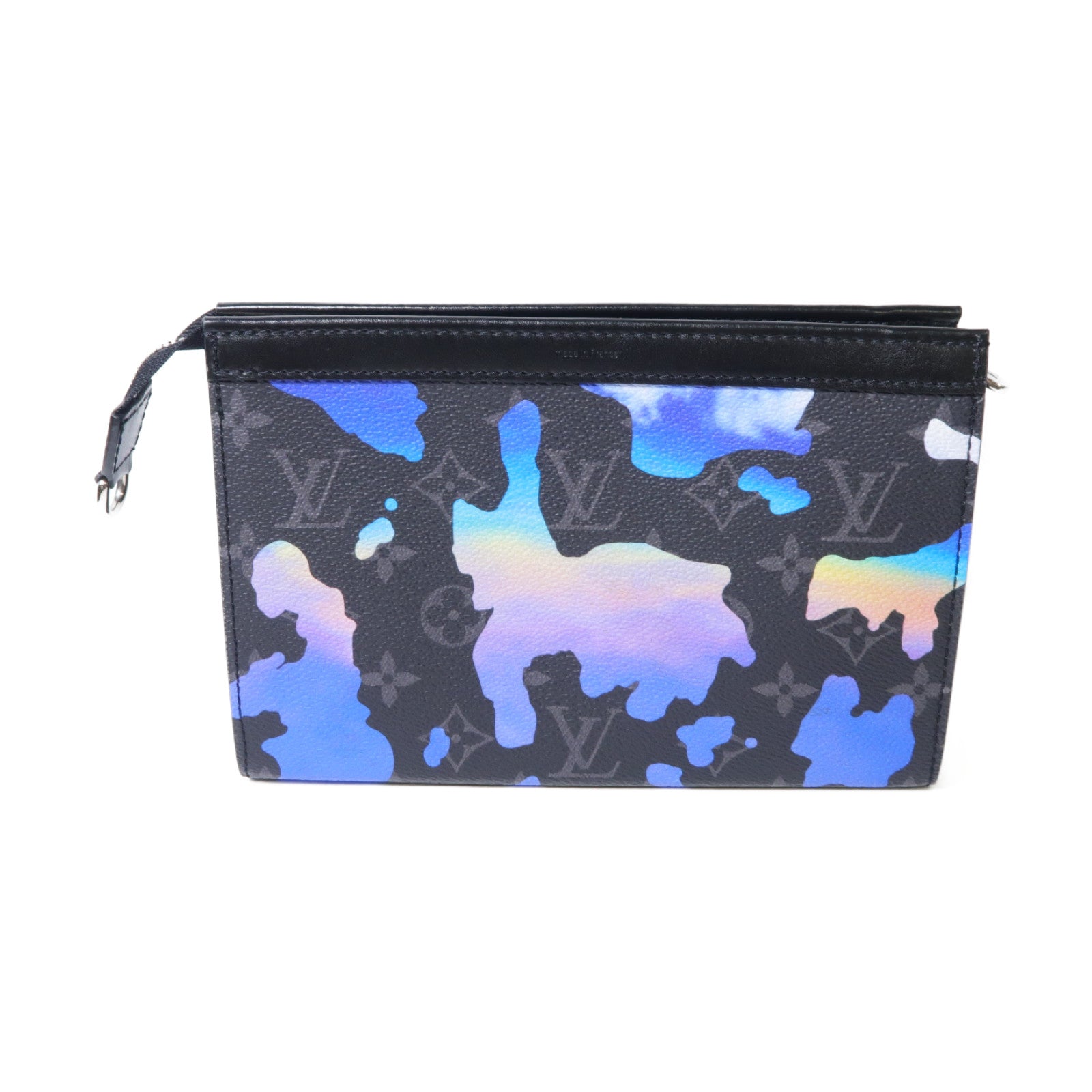 LOUIS VUITTON Monogram Eclipse Pochette To Go銀扣手拿包黑色