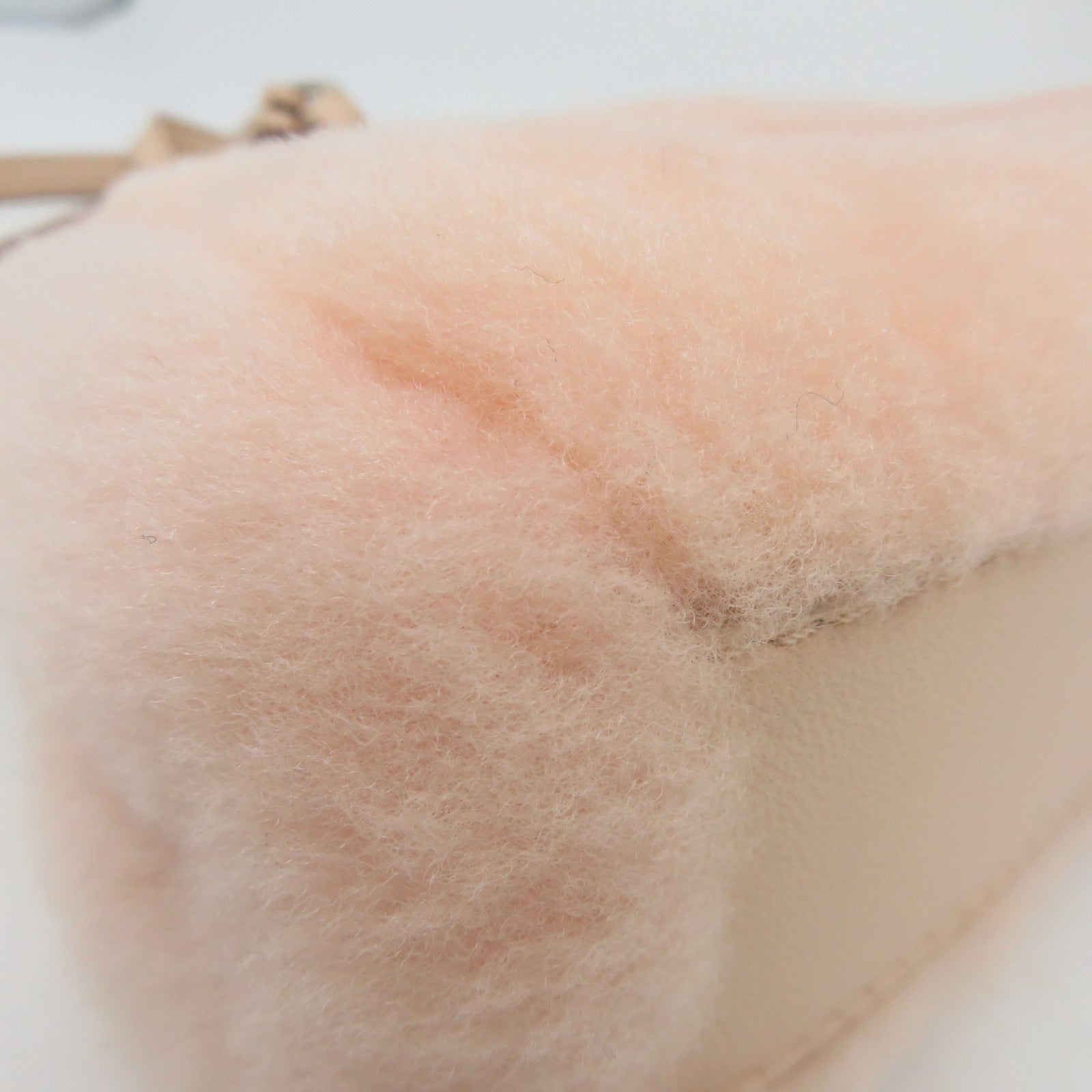 FENDI 毛茸/皮革Peekaboo Micro Shoulder Bag銀扣肩背袋粉紅色