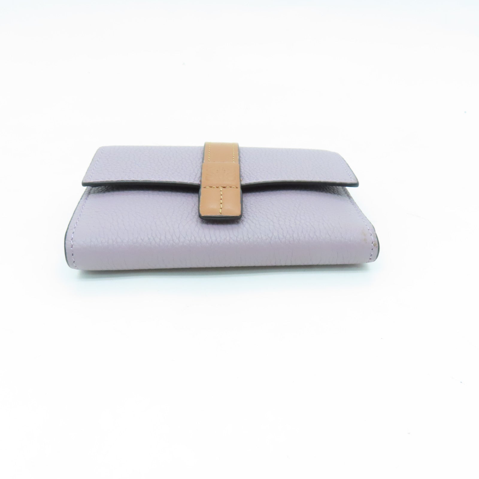 LOEWE Cowhide Leather Wallet Gold Buckle Wallet Purple
