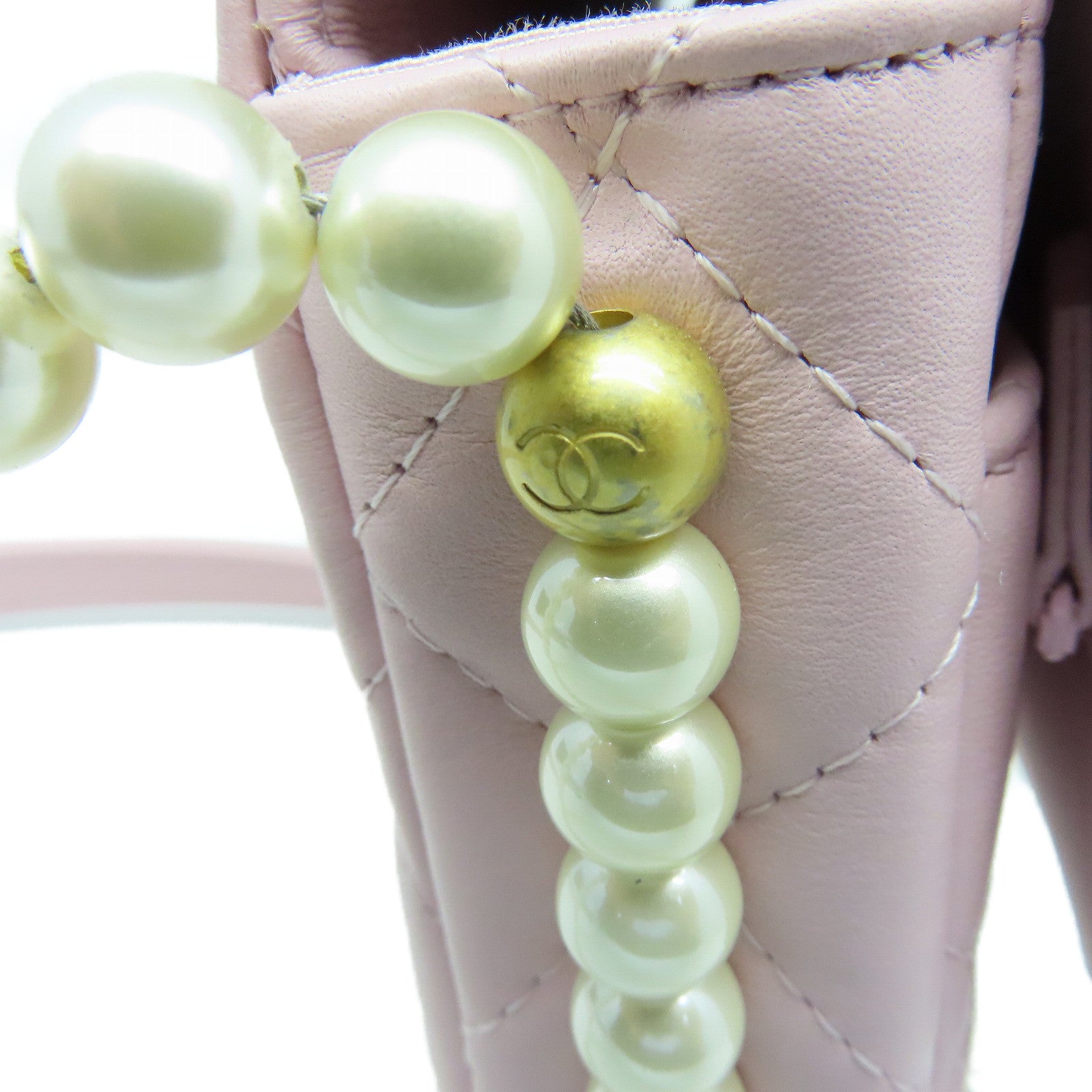 CHANEL 菱格牛皮皮革Chain Shoulder Bag金扣肩背袋粉红色