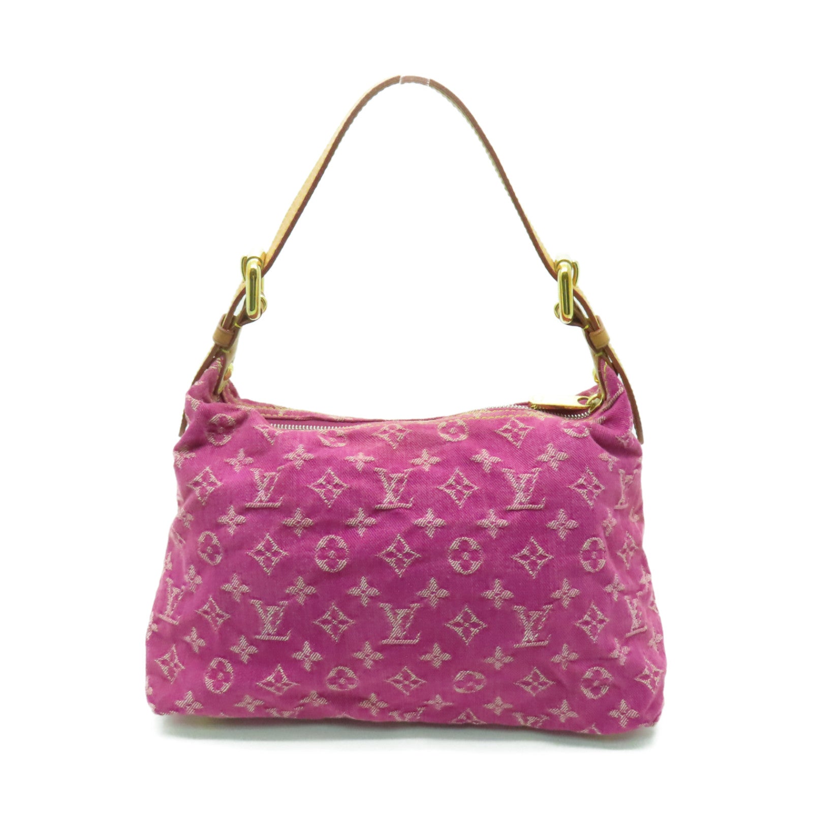 LOUIS VUITTON Monogram Denim Petit Noe金扣手挽肩背兩用袋粉紅色