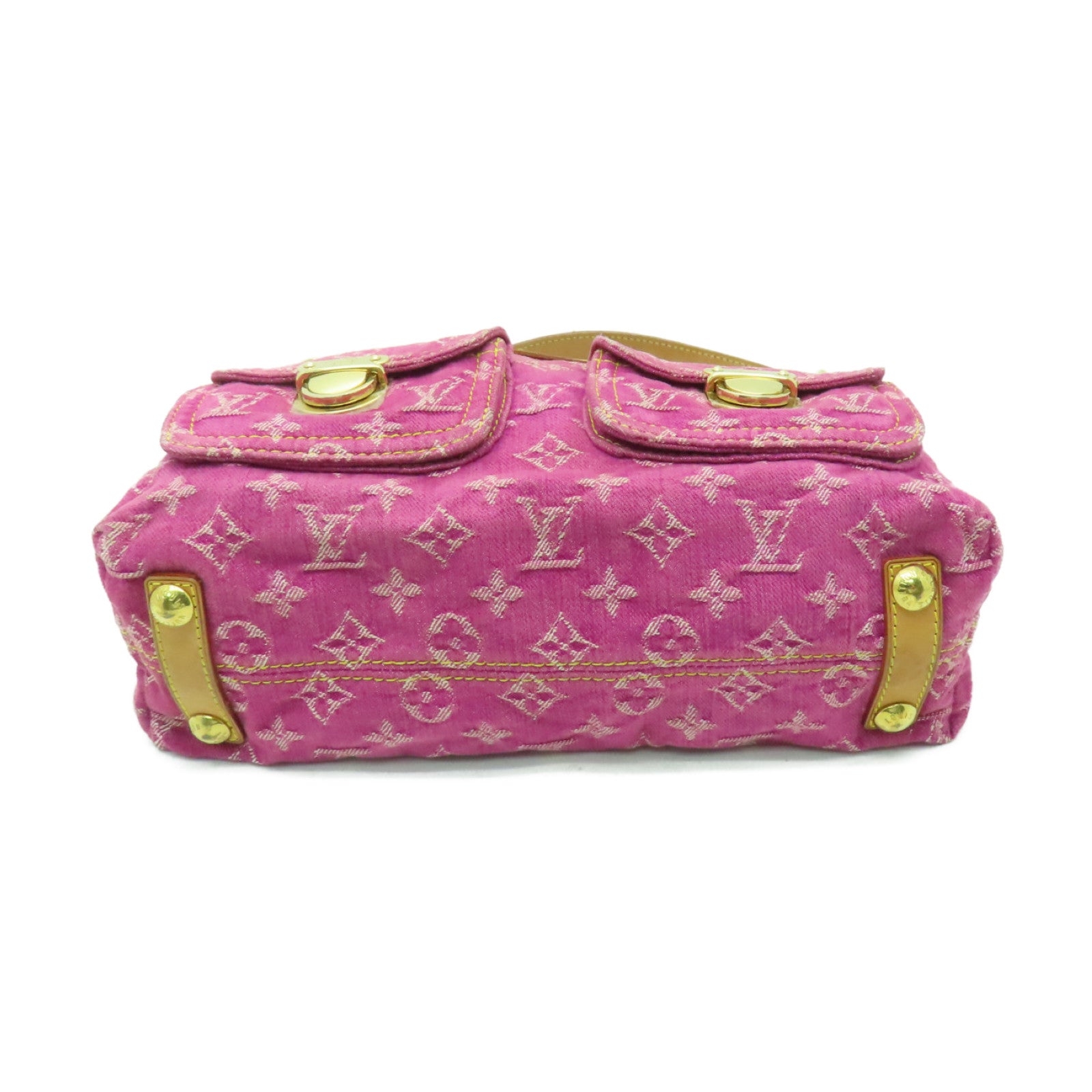 LOUIS VUITTON Monogram Denim Petit Noe金扣手挽肩背兩用袋粉紅色