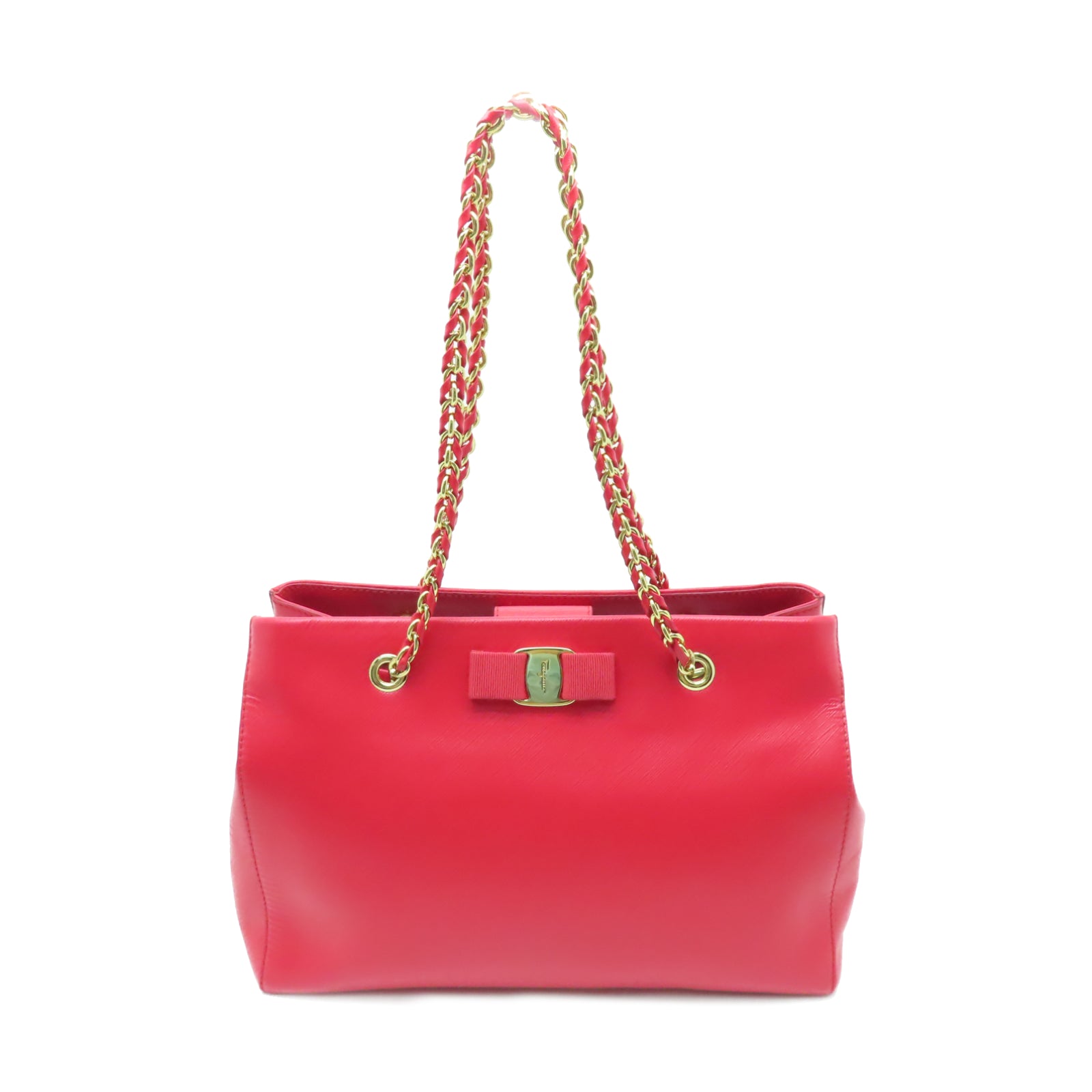 Salvatore Ferragamo 牛皮皮革Bow Handbag金扣肩背袋紅色