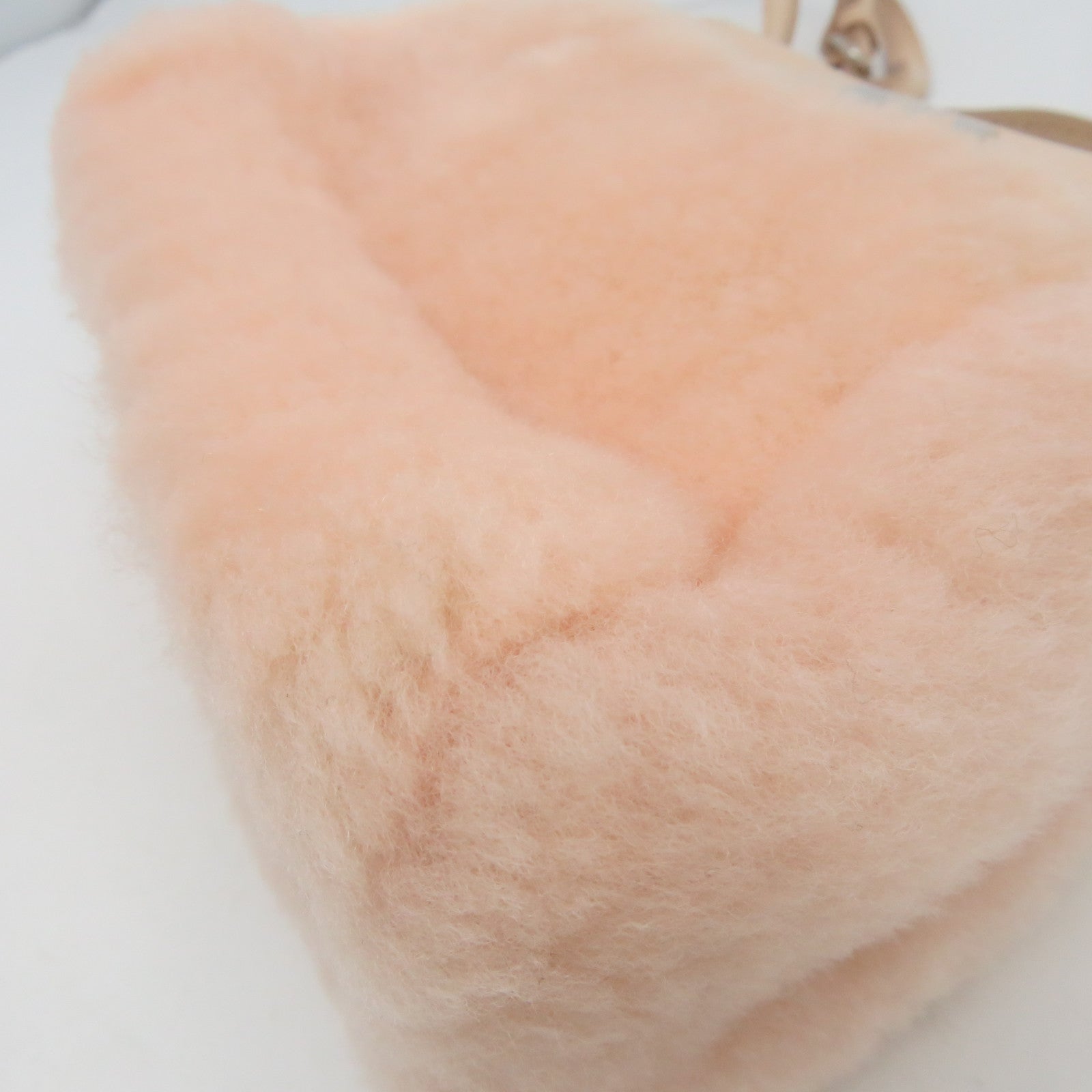FENDI 毛茸/皮革Peekaboo Micro Shoulder Bag銀扣肩背袋粉紅色