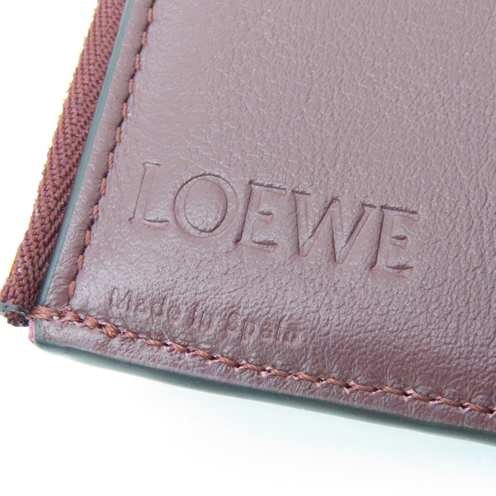 LOEWE Cowhide Leather Wallet Gold Buckle Wallet Purple