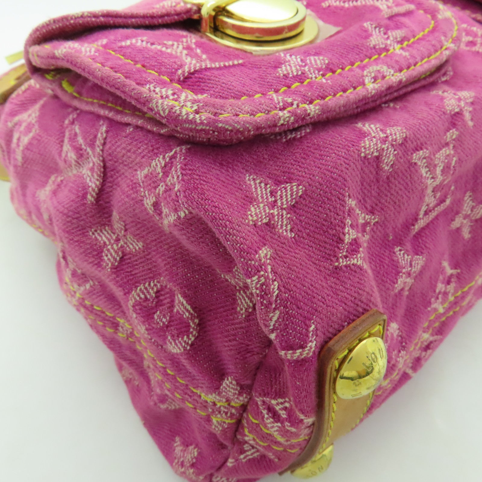 LOUIS VUITTON Monogram Denim Petit Noe金扣手挽肩背兩用袋粉紅色